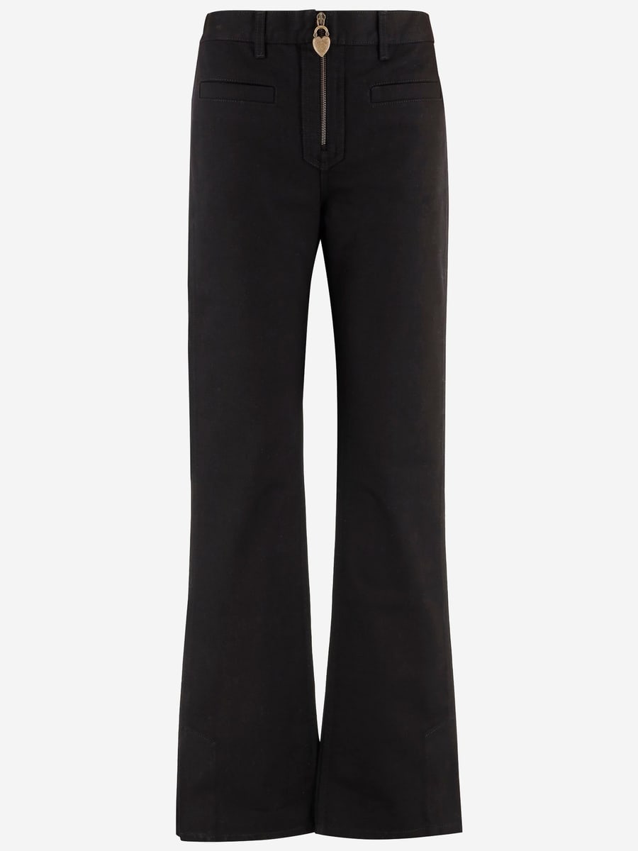 Chloé PANTALONI IN COTONE CON ZIP FRONTALE