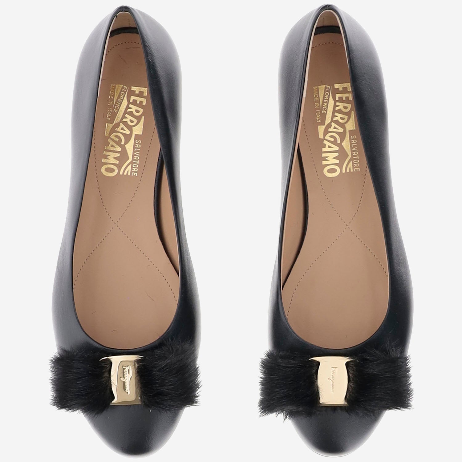 Ferragamo Ballerine fiocco in pelle, view 2