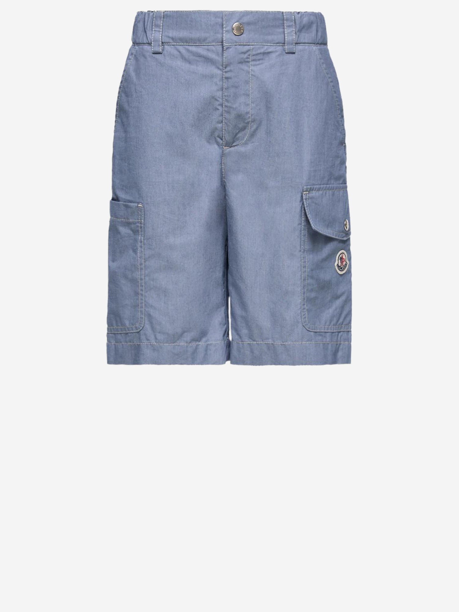 MONCLER ENFANTS PANTALONI CORTI IN MISTO COTONE