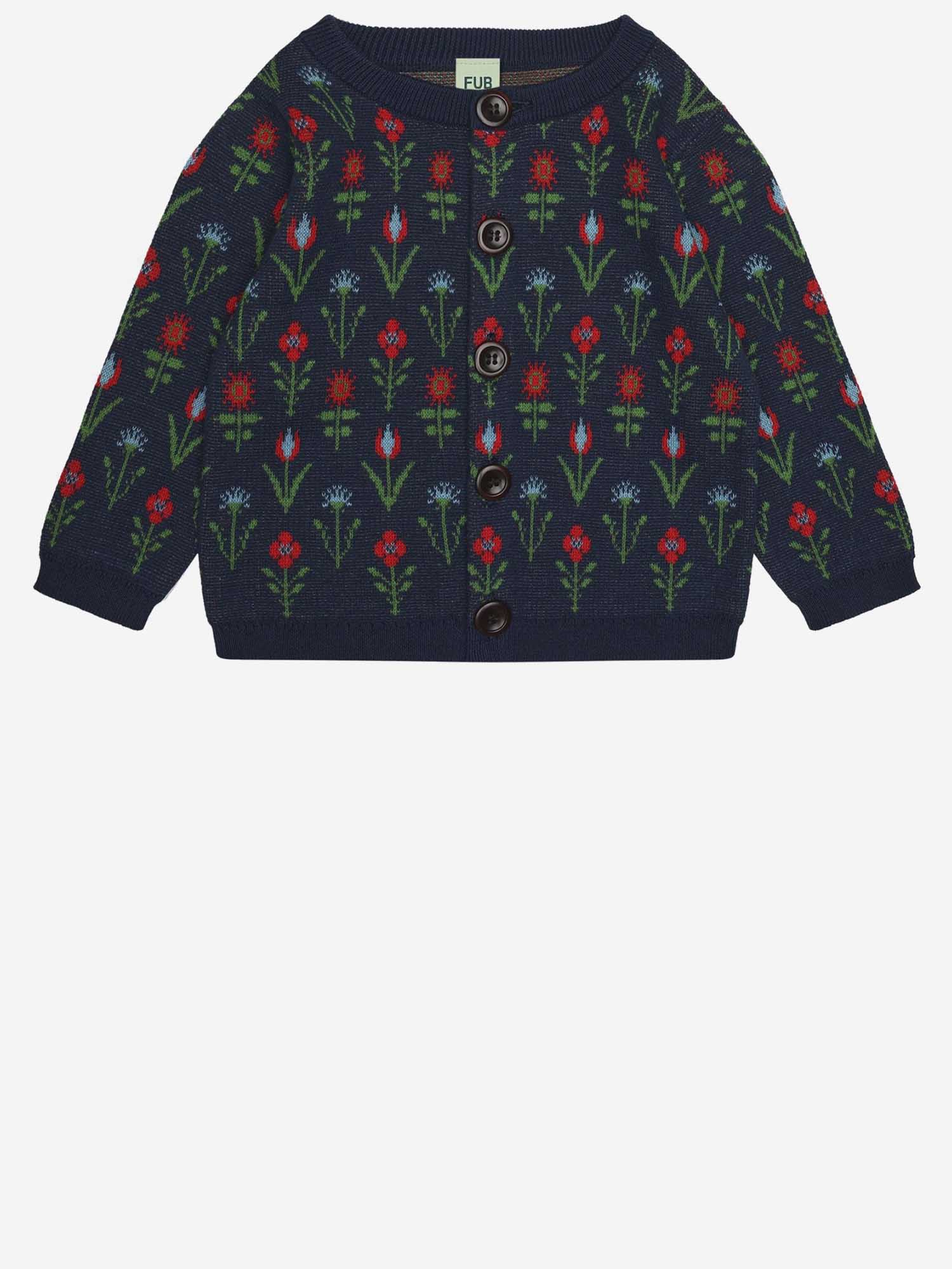 FUB KIDS CARDIGAN IN COTONE CON MOTIVO FLOREALE