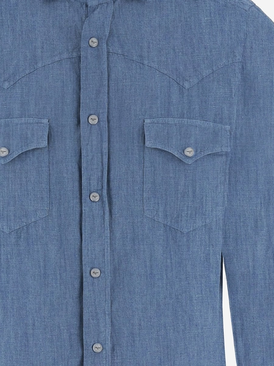 FINAMORE CAMICIA IN COTONE E LINO, view 3