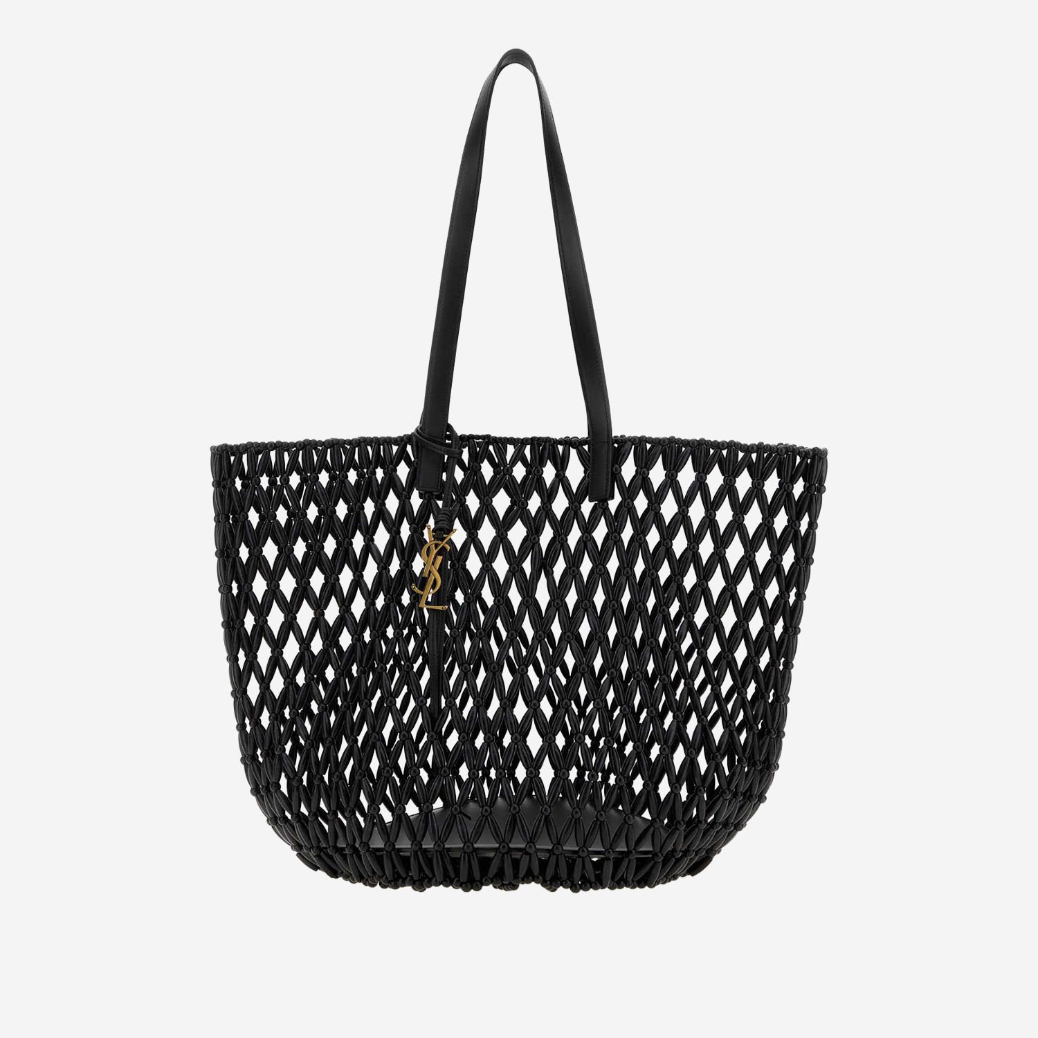 Saint Laurent BORSA SHOPPING CON PERLINE IN LEGNO