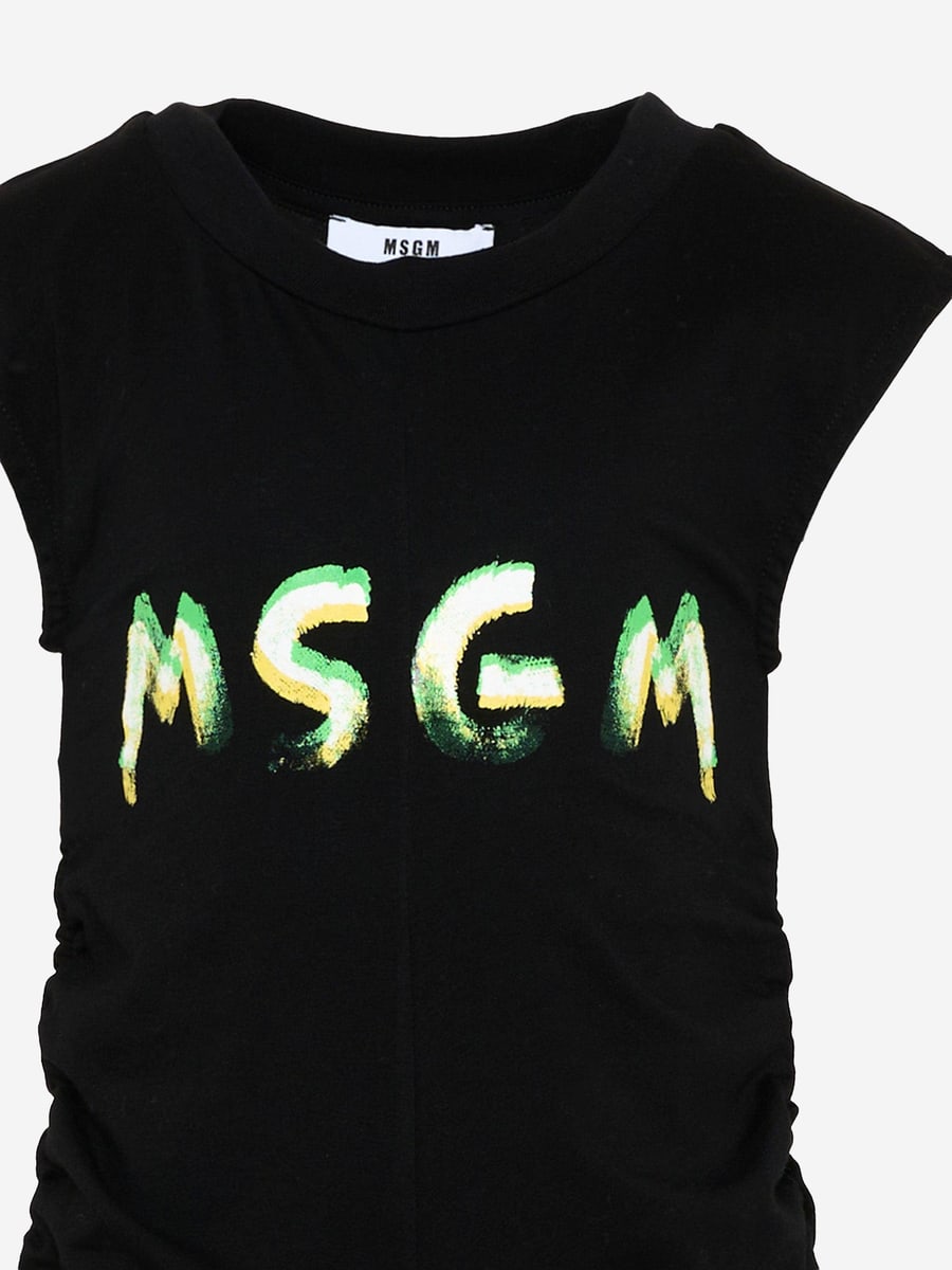 MSGM KIDS ABITO IN COTONE CON LOGO, view 3