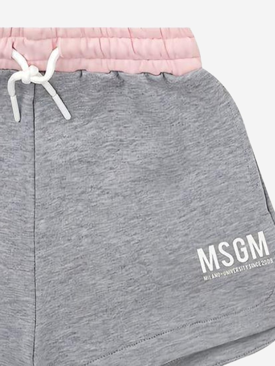 MSGM KIDS PANTALONCINI LOGATI IN COTONE, view 3