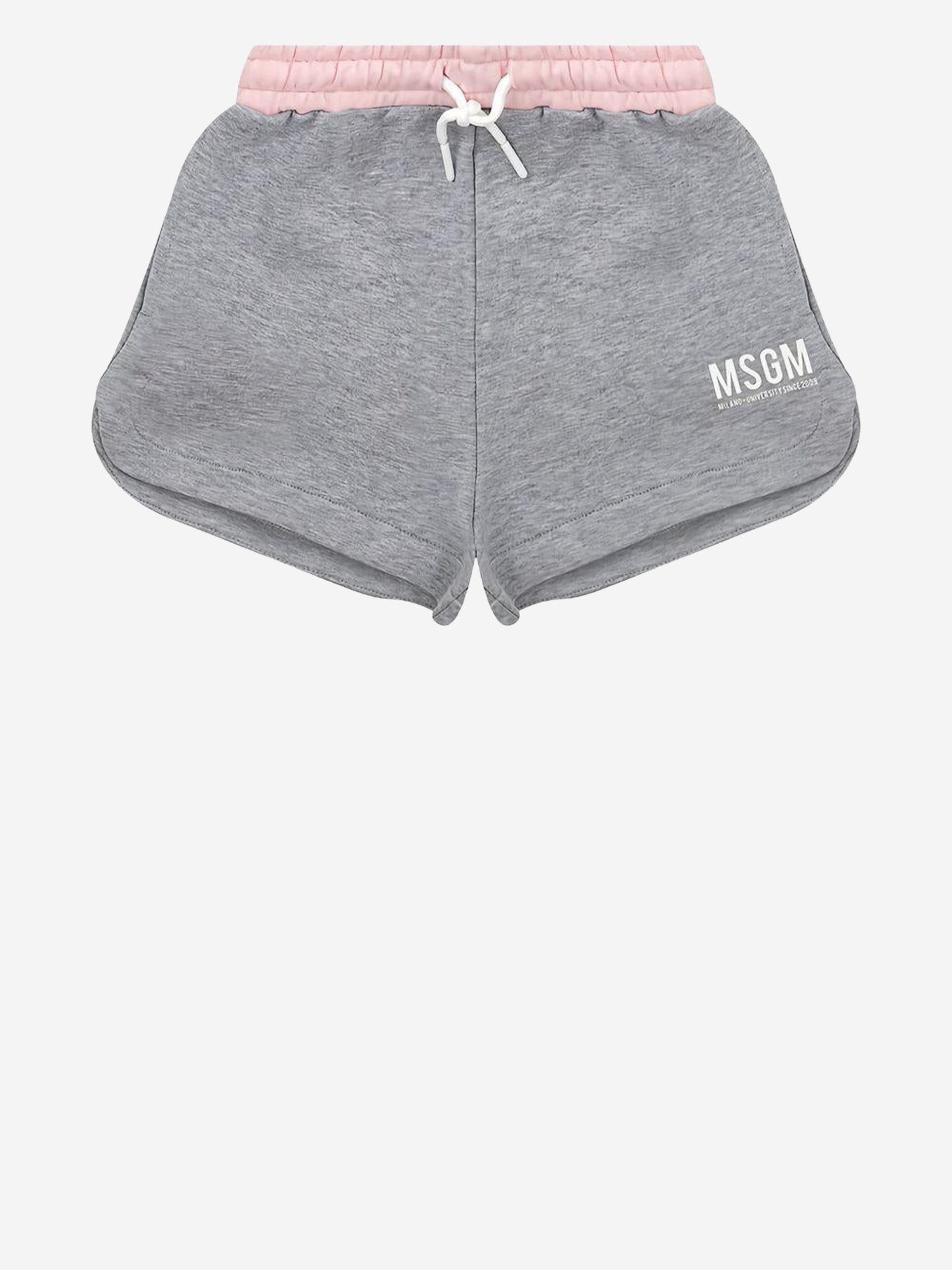 MSGM KIDS PANTALONCINI LOGATI IN COTONE