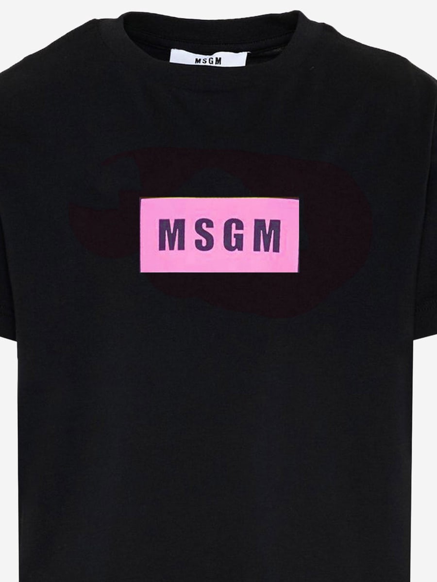 MSGM KIDS T-SHIRT IN COTONE CON LOGO, view 3