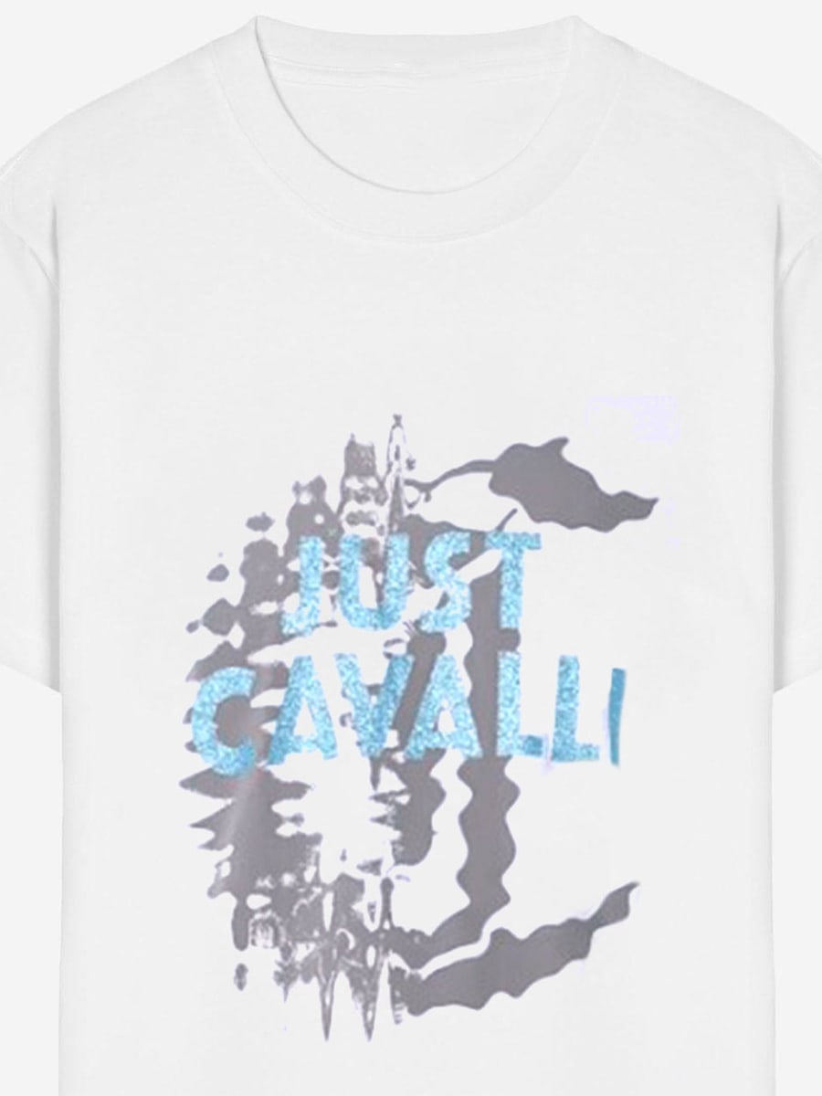 JUST CAVALLI T-SHIRT IN COTONE CON STAMPA LOGO, view 3