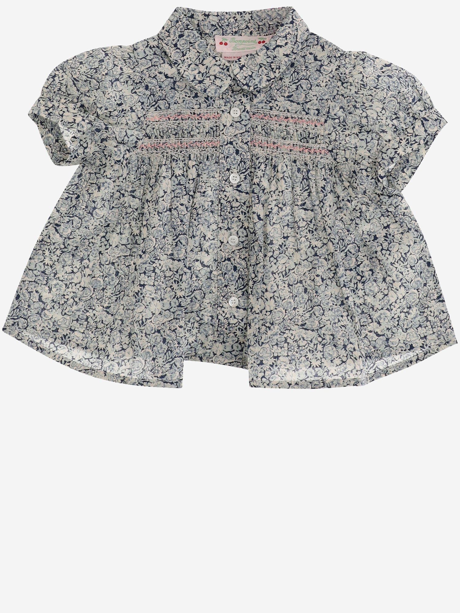 BONPOINT KIDS CAMICIA FLOREALE IN COTONE CON DETTAGLIO RICAMATO