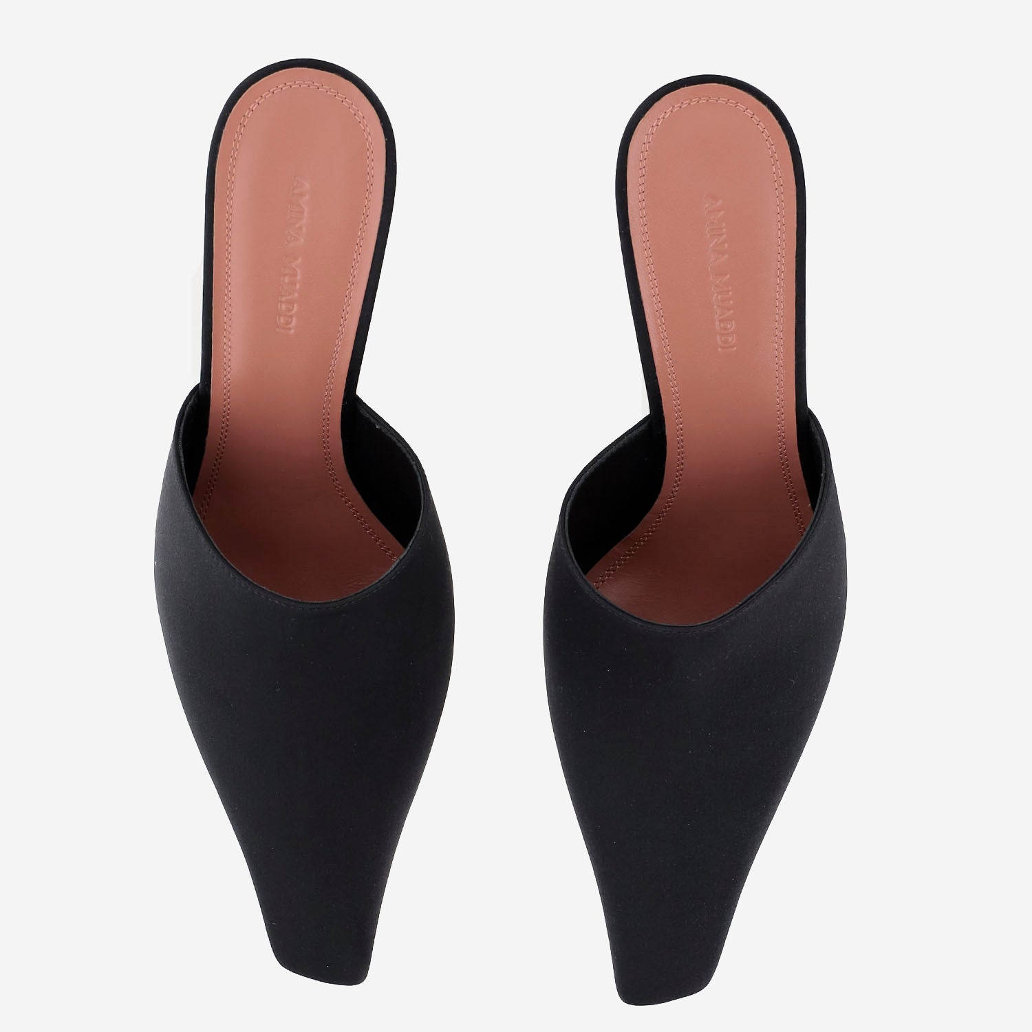 Amina Muaddi Mules Jamie in raso di seta, view 2