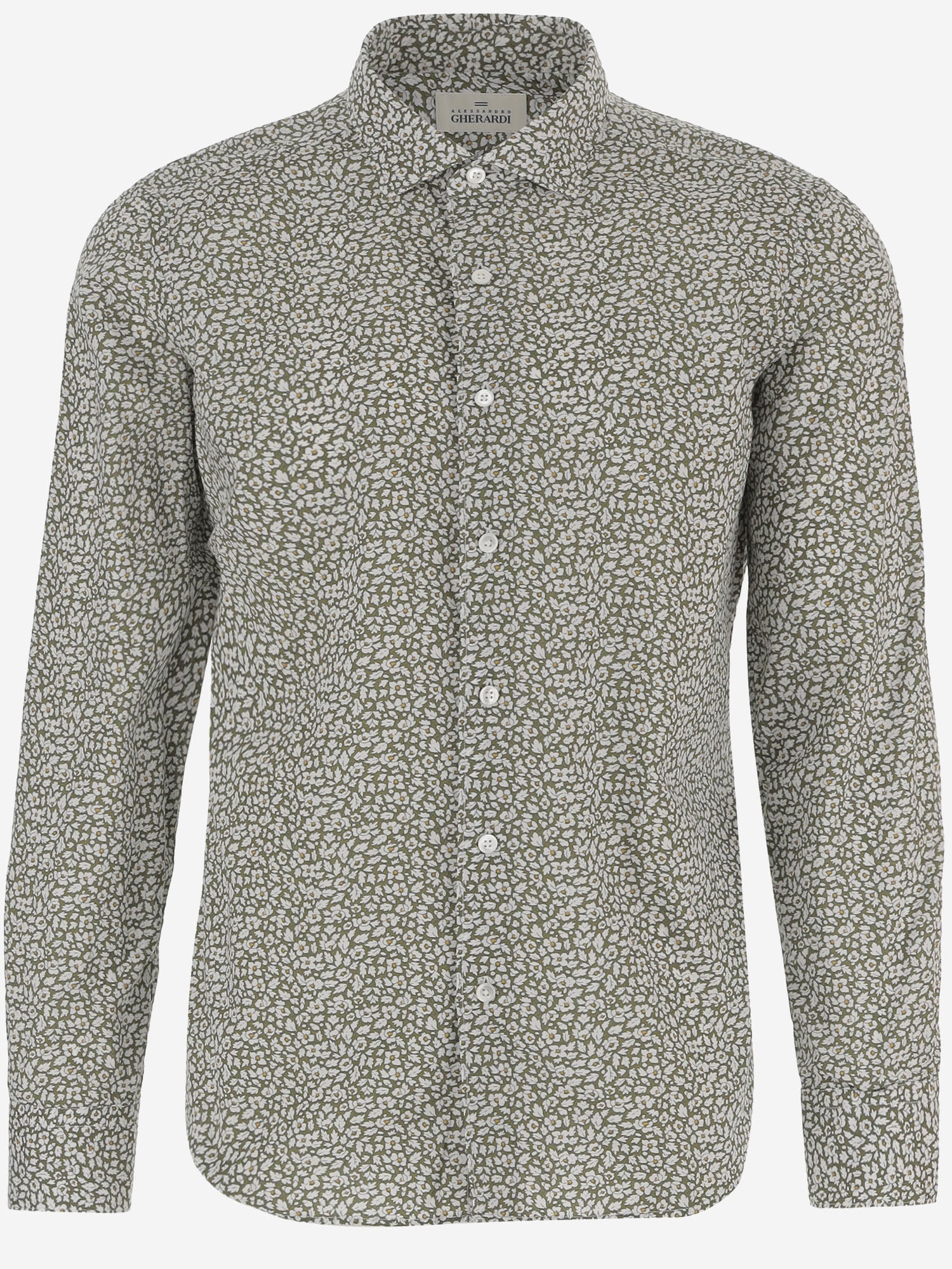 GHERARDI CAMICIA IN LINO CON MOTIVO FLOREALE