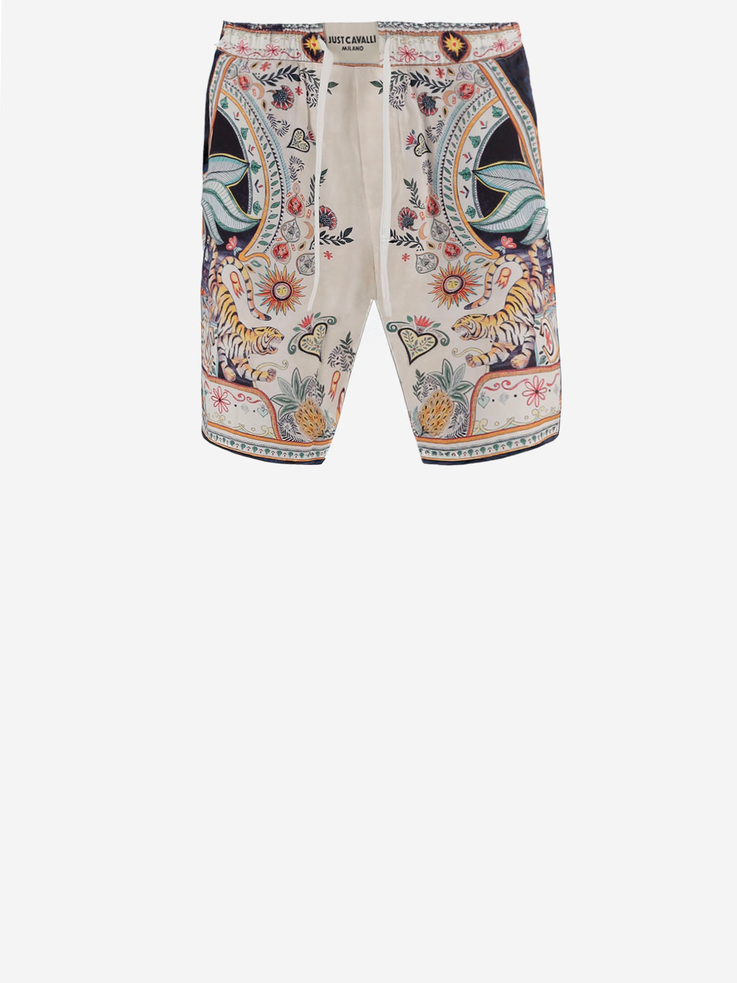 JUST CAVALLI PANTALONI CORTI IN VISCOSA CON STAMPA