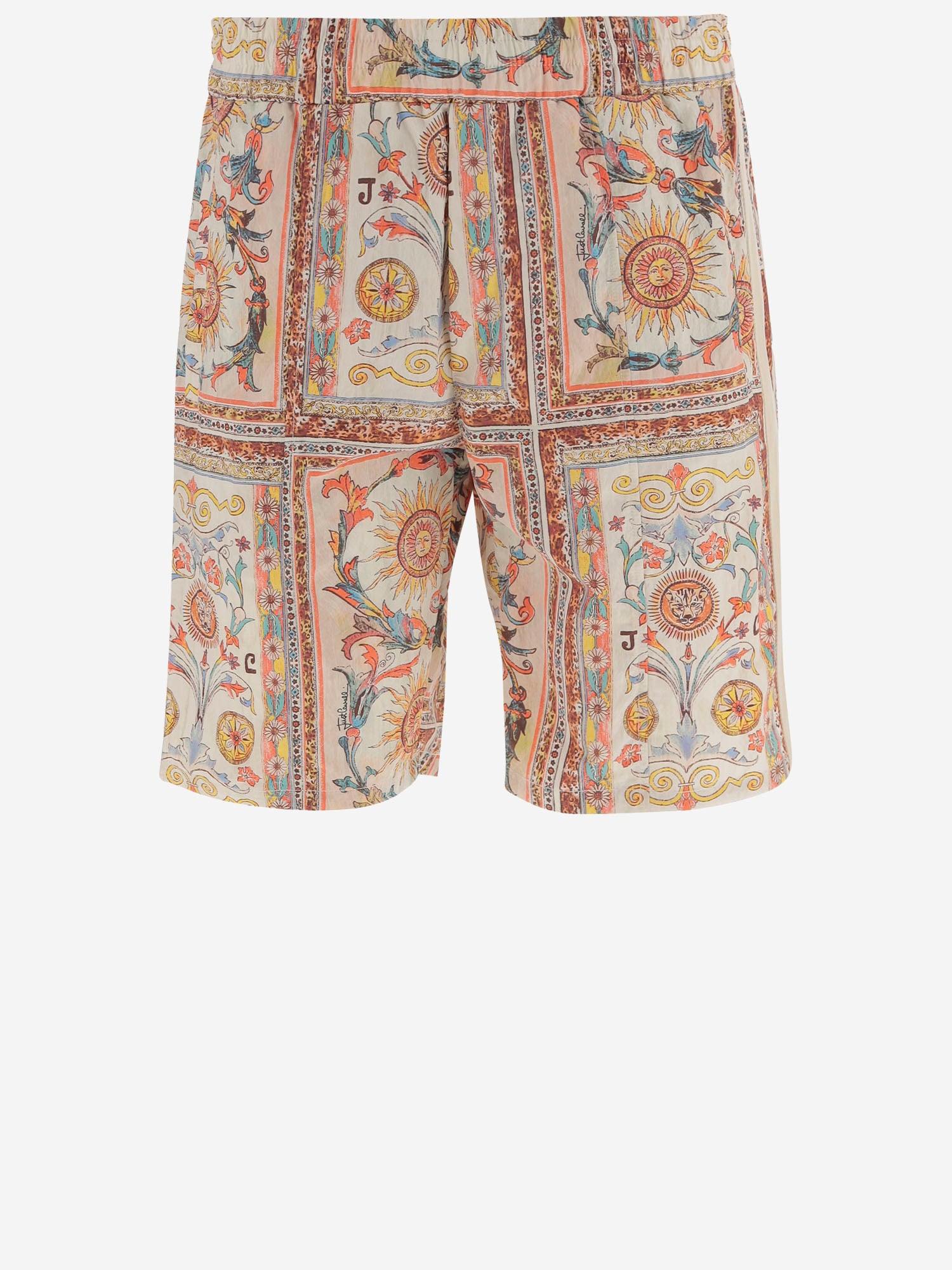 JUST CAVALLI PANTALONI CORTI CON STAMPA ORNAMENTALE