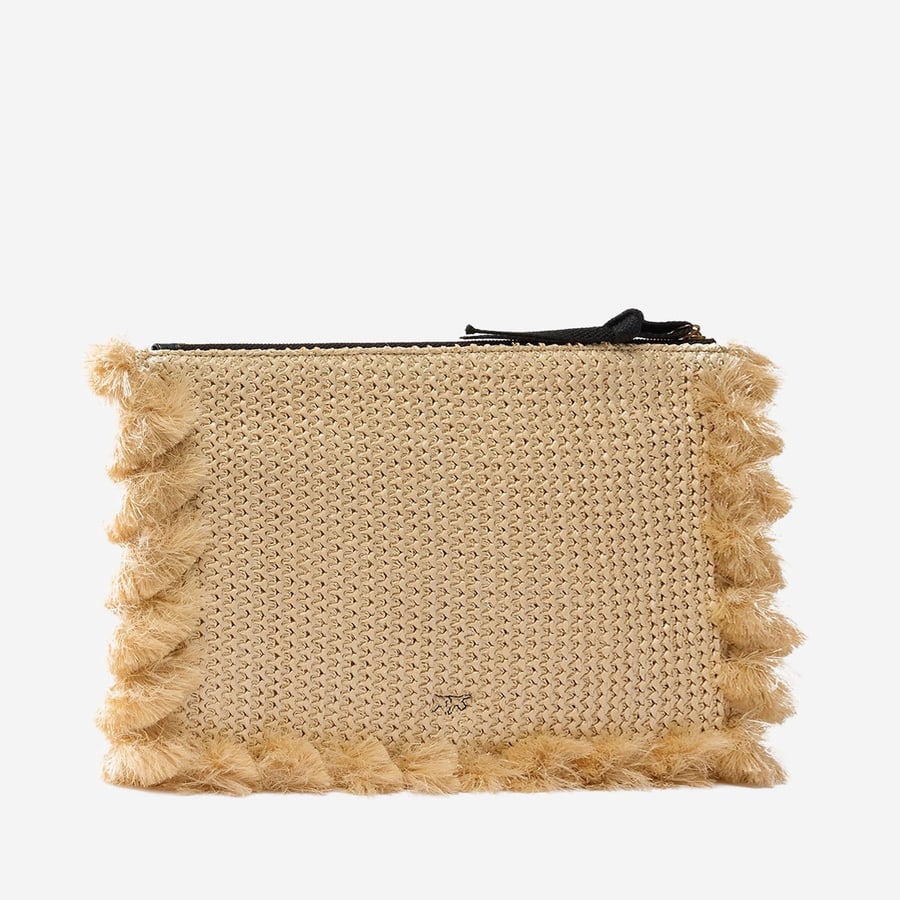 Pinko POCHETTE IN RAFIA CON LOGO, view 2