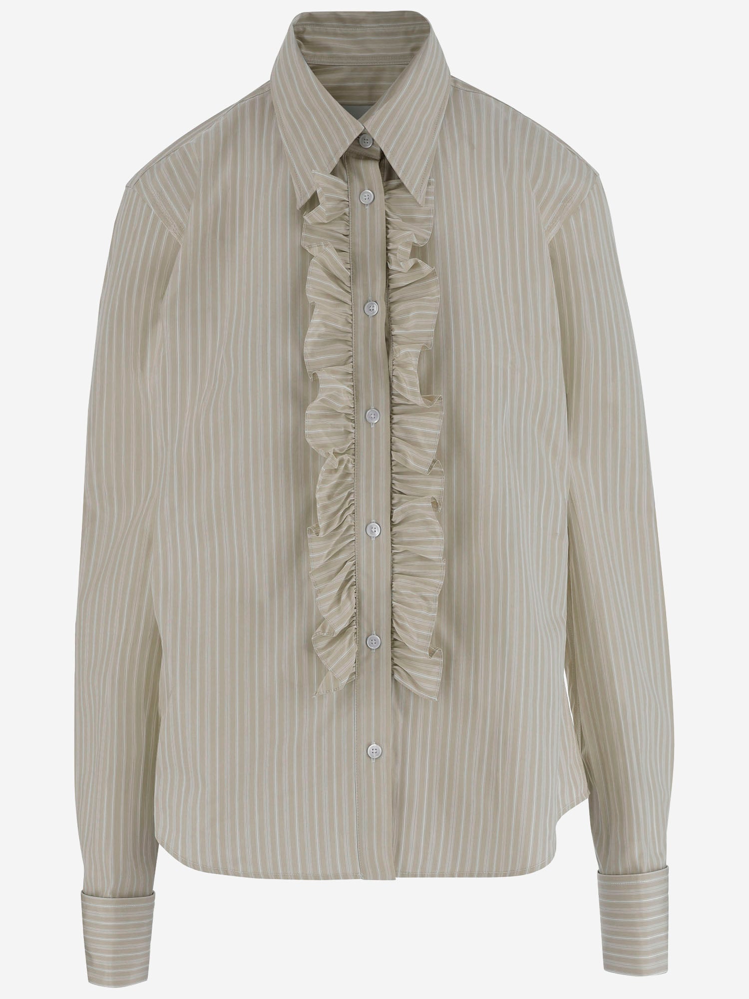 AMI Camicia in cotone con jabot a righe