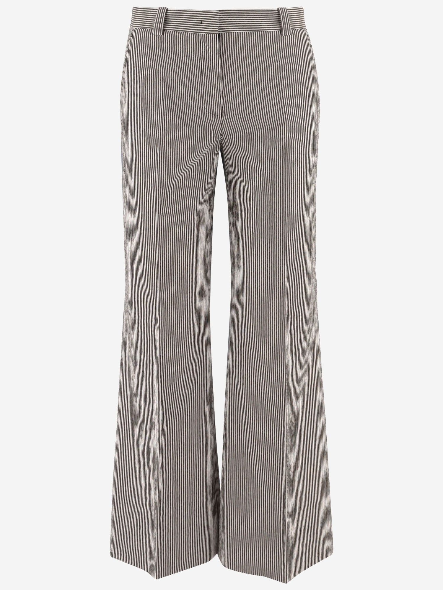 QL2 PANTALONI IN MISTO COTONE STRETCH A RIGHE