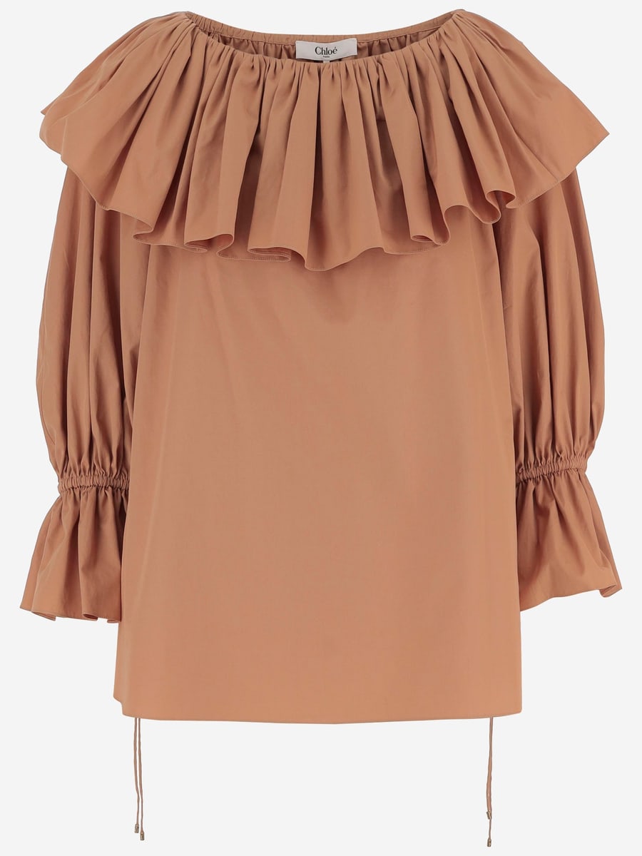 Chloé TOP IN COTONE CON VOLANT