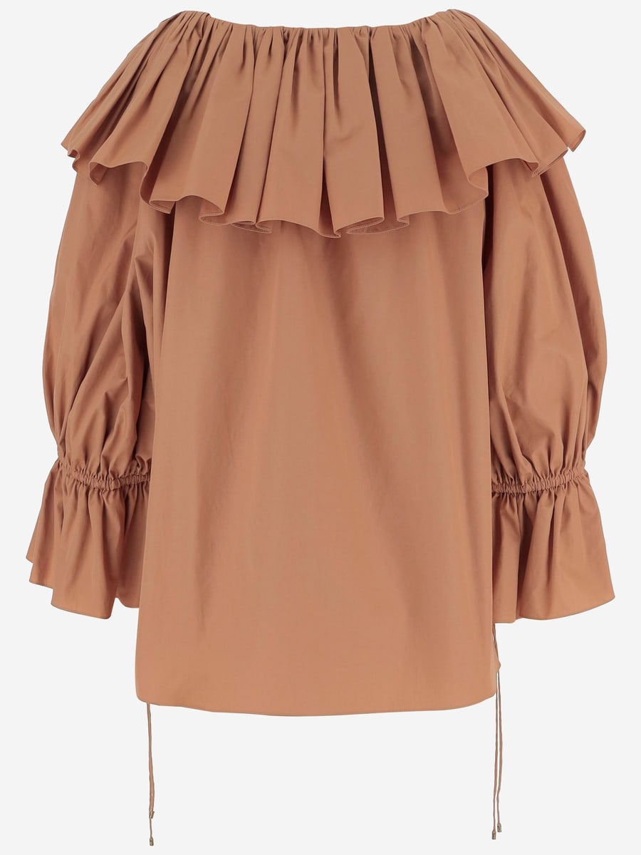 Chloé TOP IN COTONE CON VOLANT, view 2