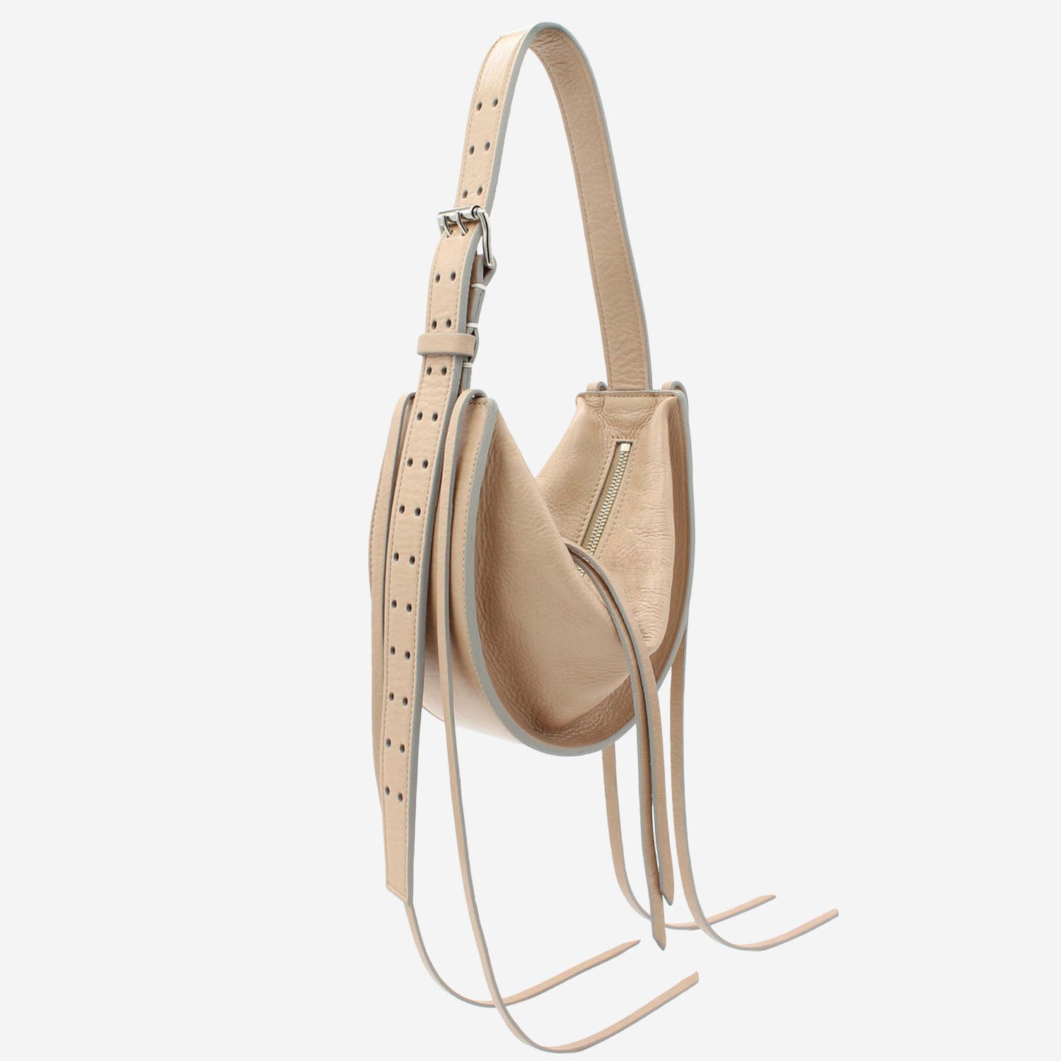 RADICA STUDIO Borsa amaca con frange in pelle martellata, view 2
