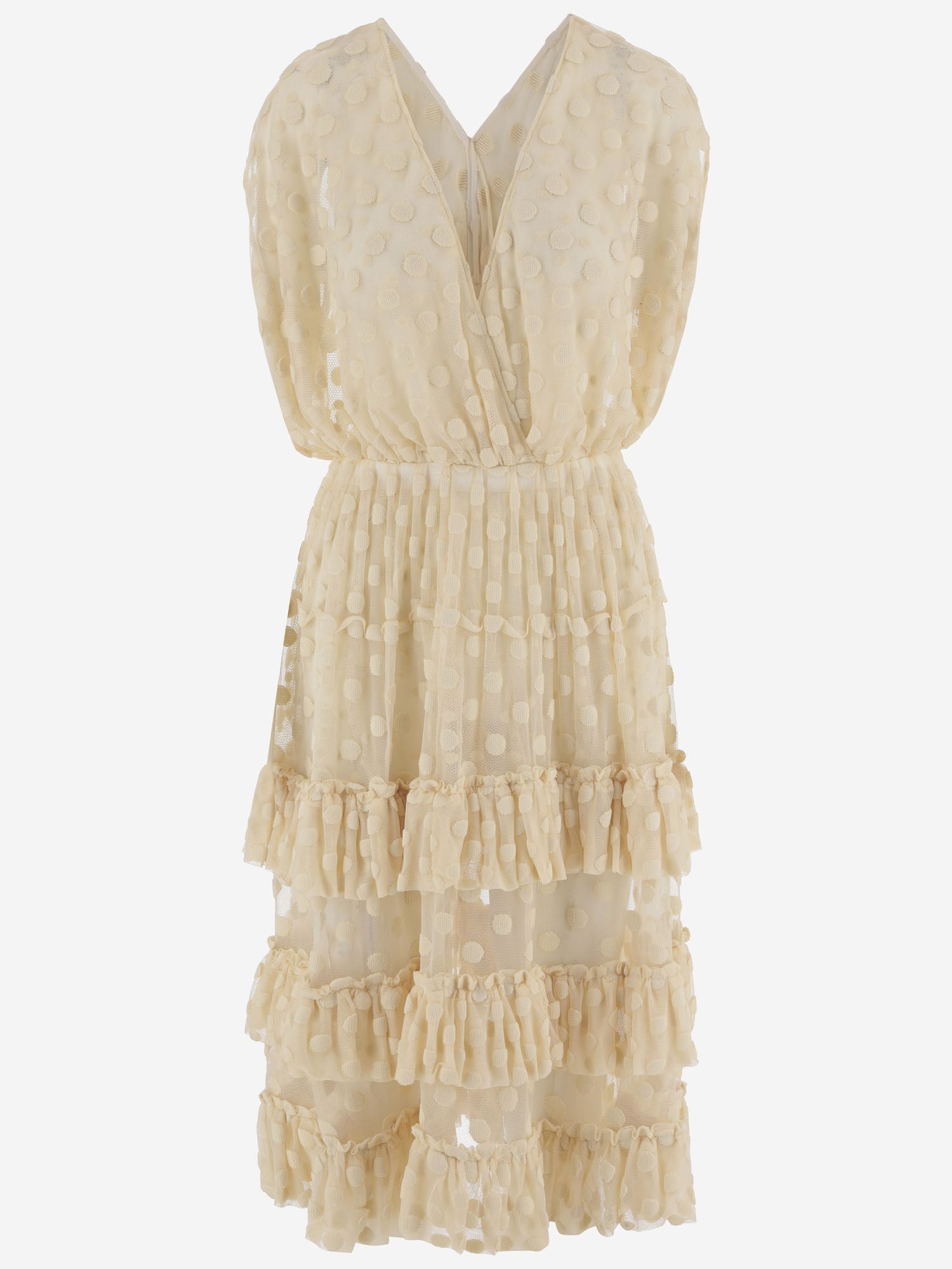 Dries Van Noten ABITO IN MISTO COTONE CON FANTASIA POIS E GONNA A BALZE