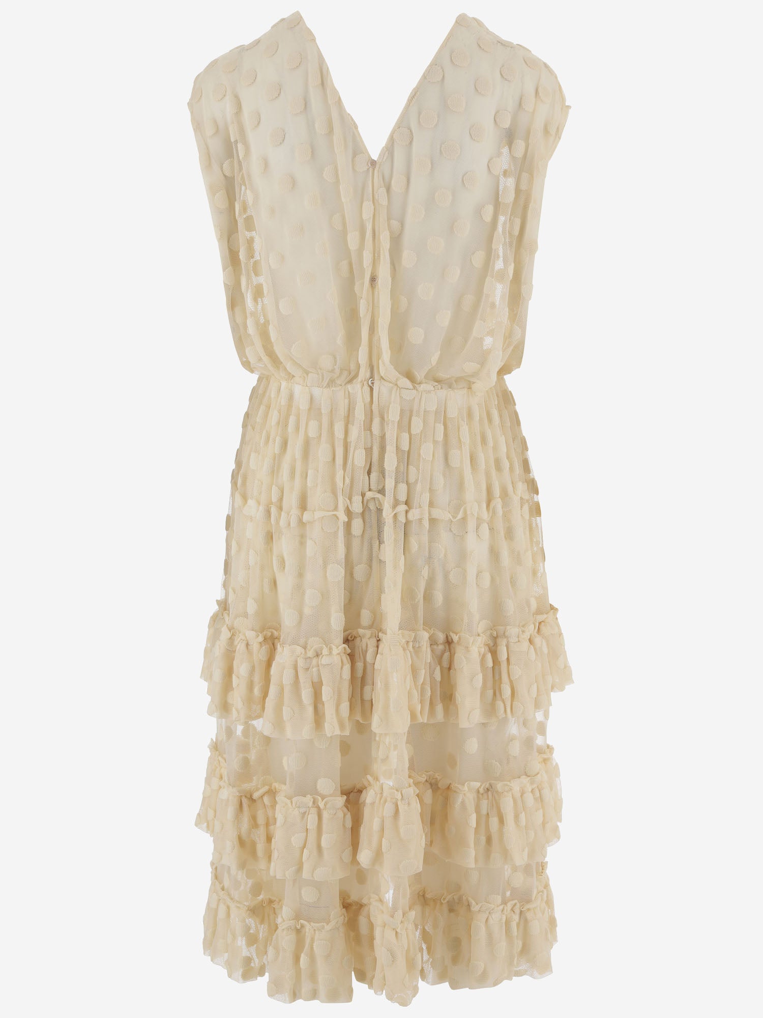 Dries Van Noten ABITO IN MISTO COTONE CON FANTASIA POIS E GONNA A BALZE, view 2