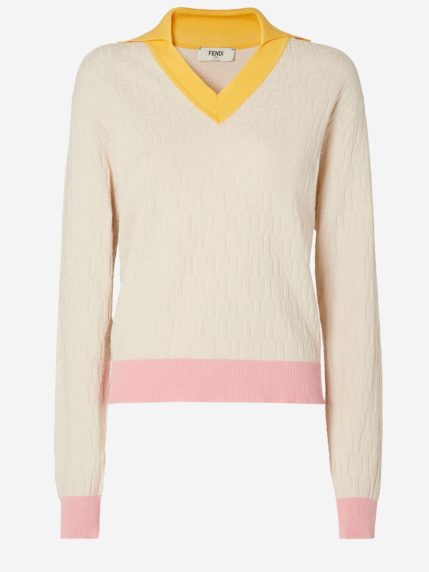 Fendi Maglione in cotone e seta stretch con motivo FF