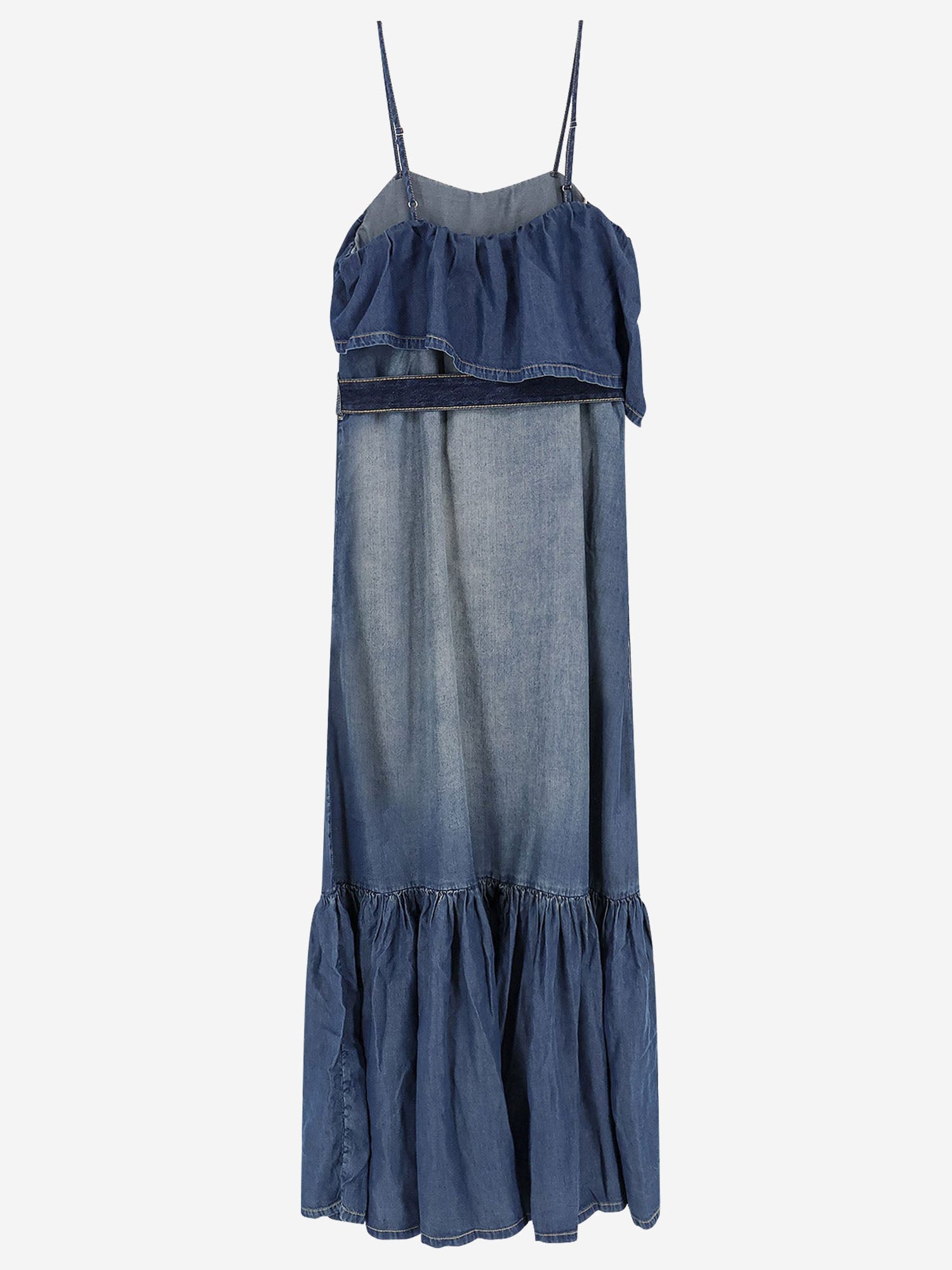 Pinko ABITO IN DENIM CON VOLANT, view 2