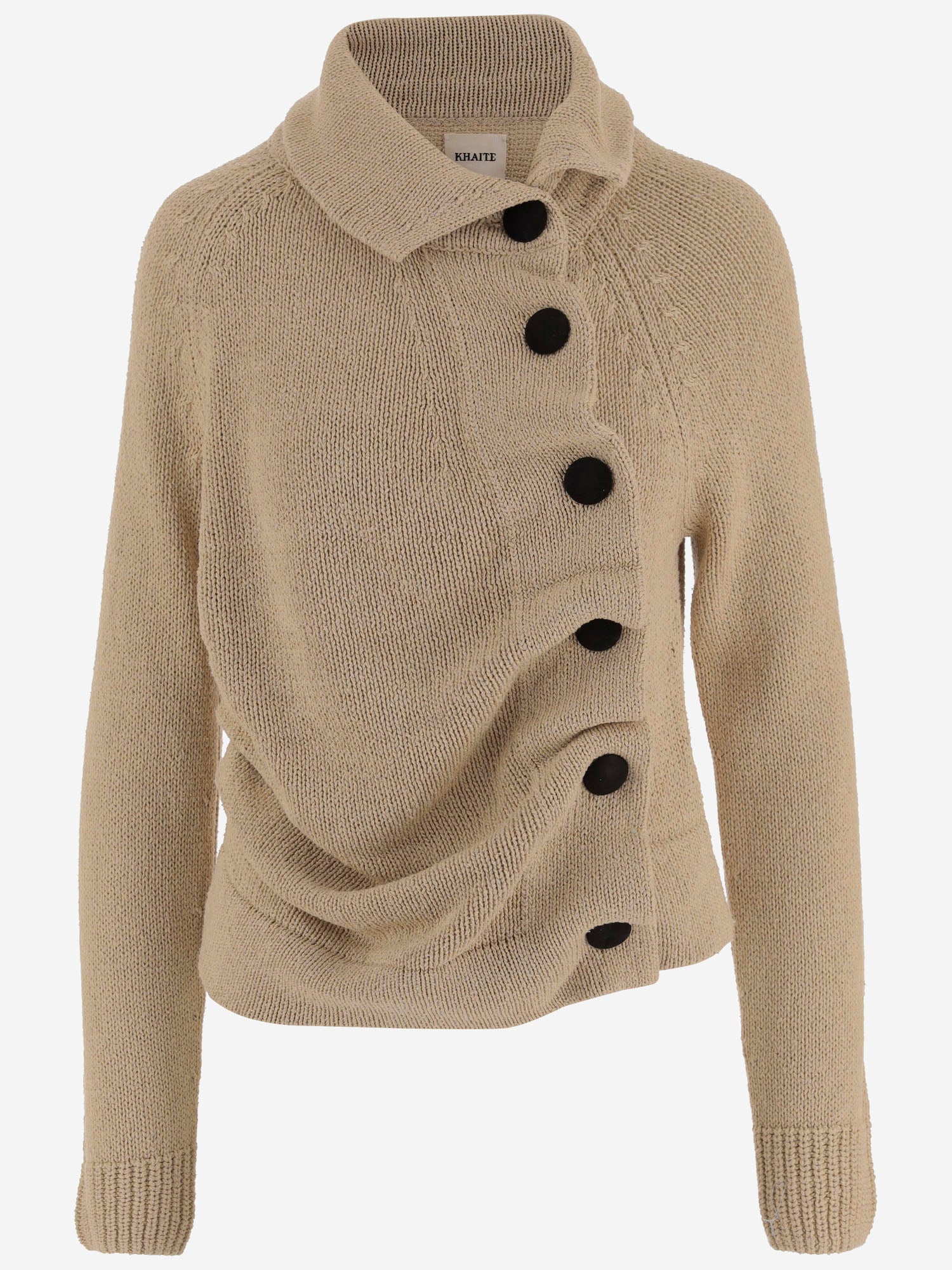 KHAITE MAGLIA IN SETA E COTONE CON ABOTTONATURA ASIMMETRICA
