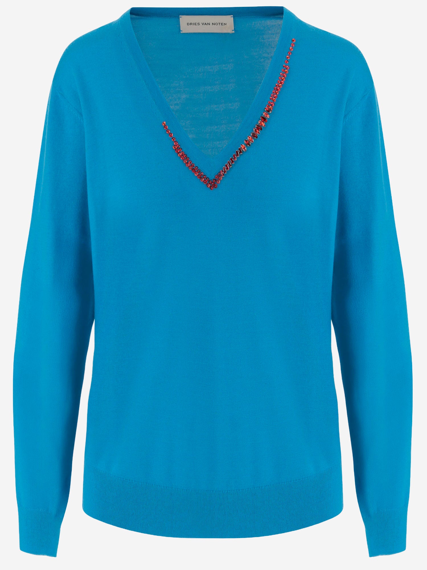 Dries Van Noten MAGLIA IN LANA CON DECORAZIONE SULLO SCOLLO