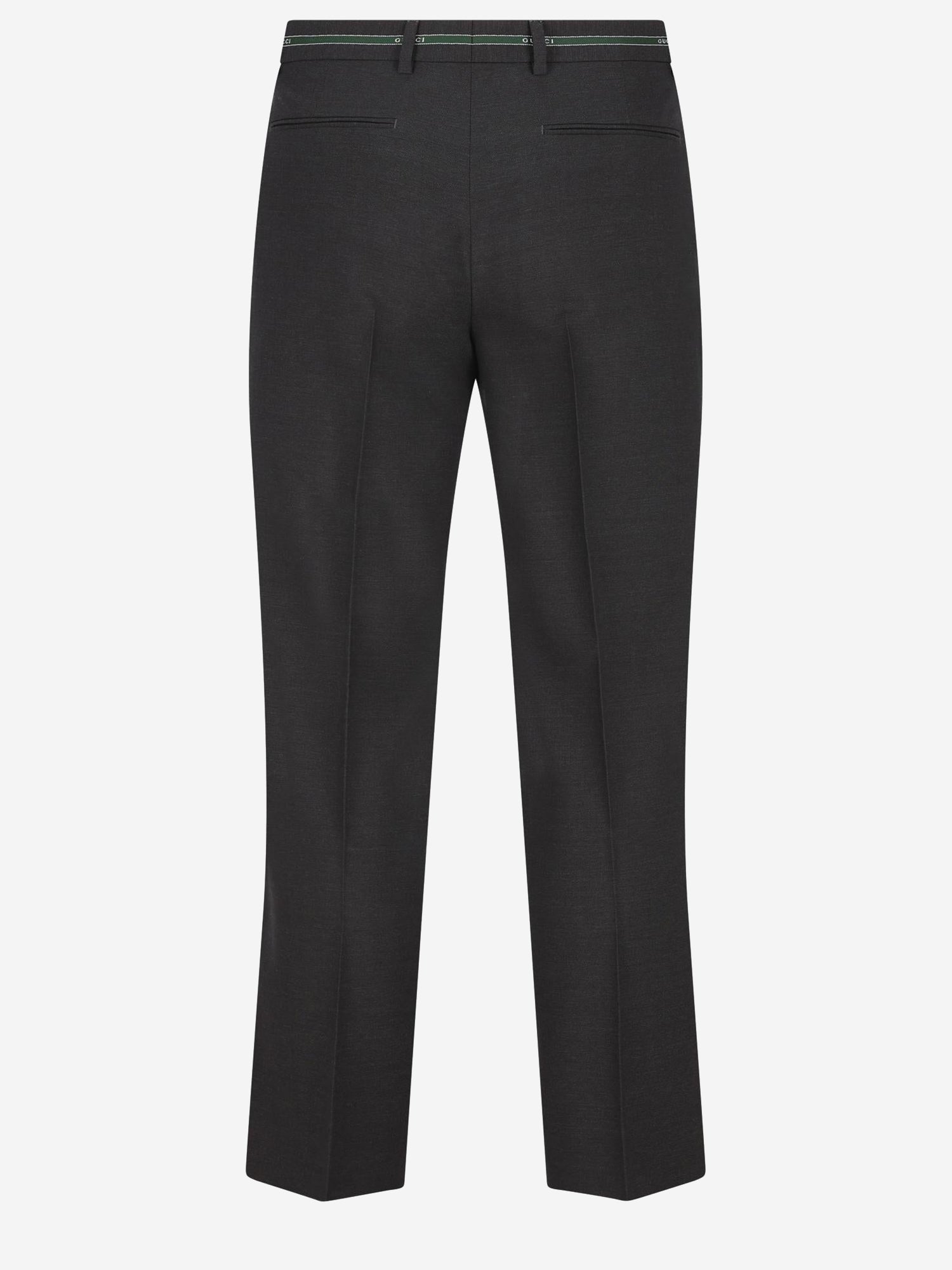 Gucci PANTALONI IN LANA CON LOGO IN VITA, view 2