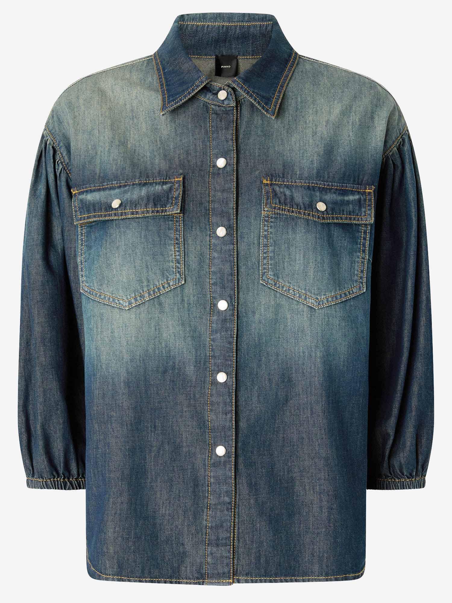 Pinko CAMICIA IN DENIM CON MANICHE A PALLONCINO