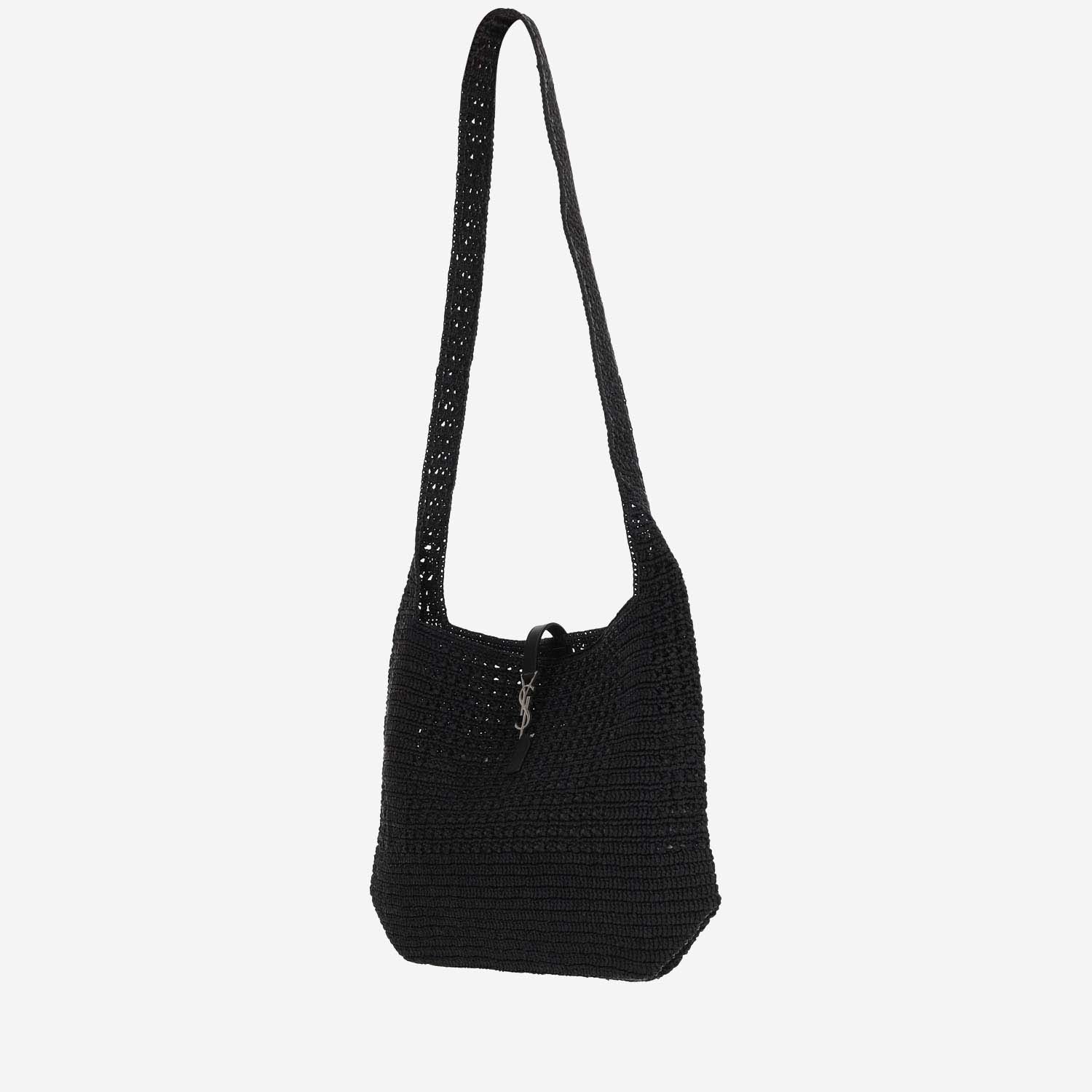 Saint Laurent TOTE BAG LE 5 À 7 MEDIA IN RAFIA LAVORATA A UNCINETTO, view 2