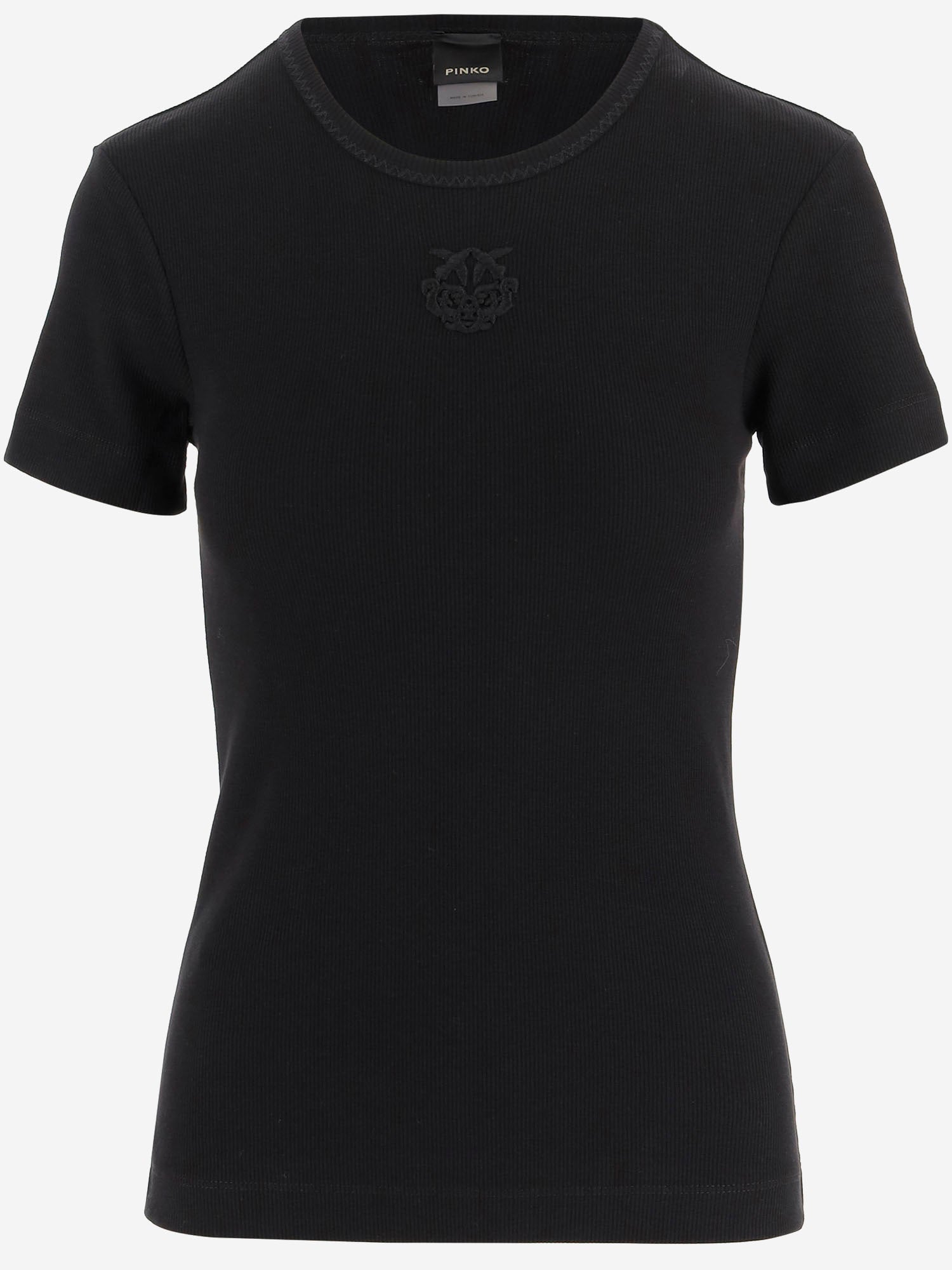 Pinko T-SHIRT CON RICAMO LOVE BIRDS IN COTONE STRETCH