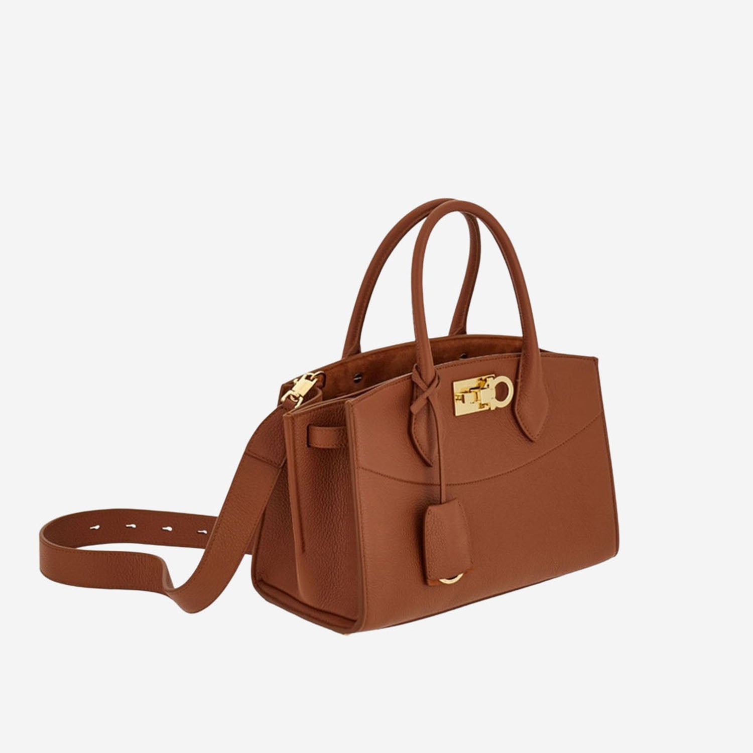 Ferragamo Borsa a mano in pelle martellata, view 2