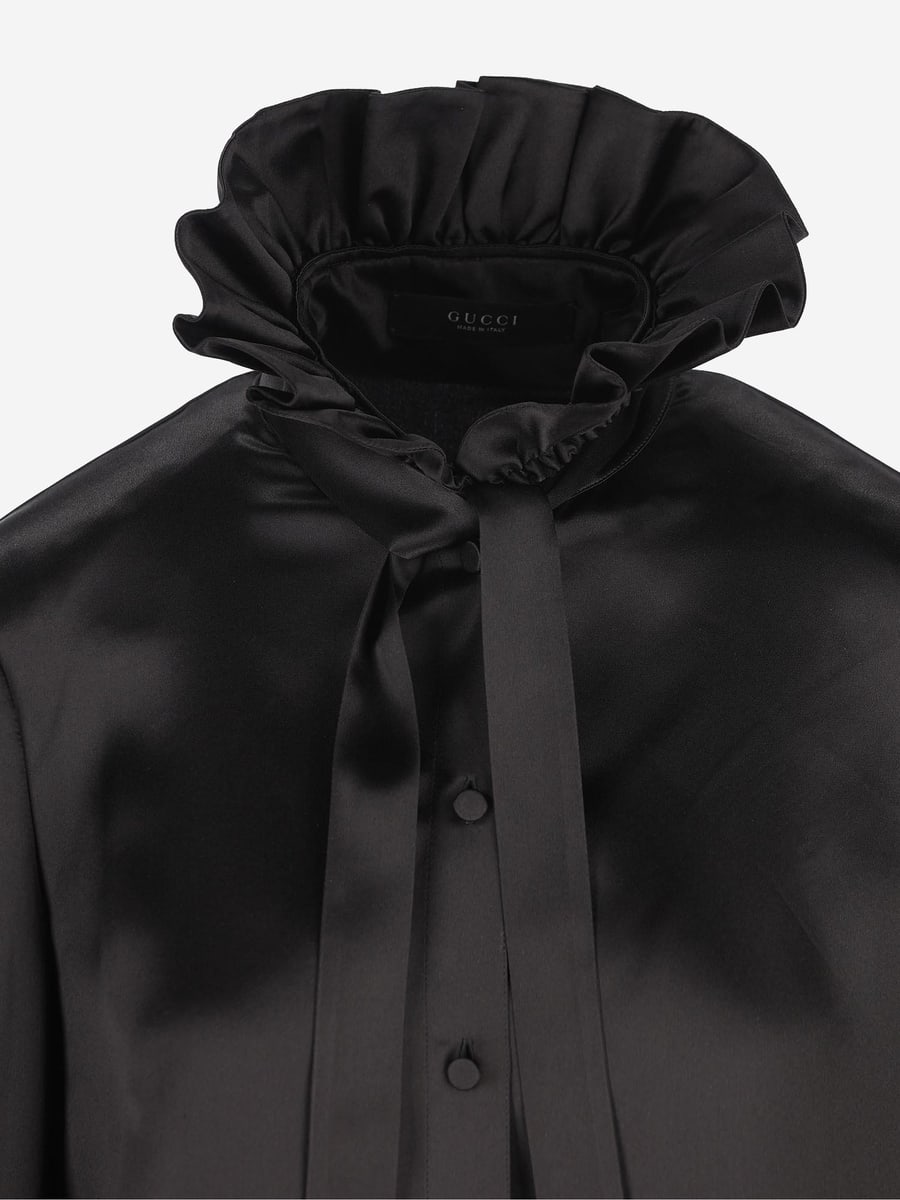Gucci CAMICIA IN SETA CON VOLANT, view 3