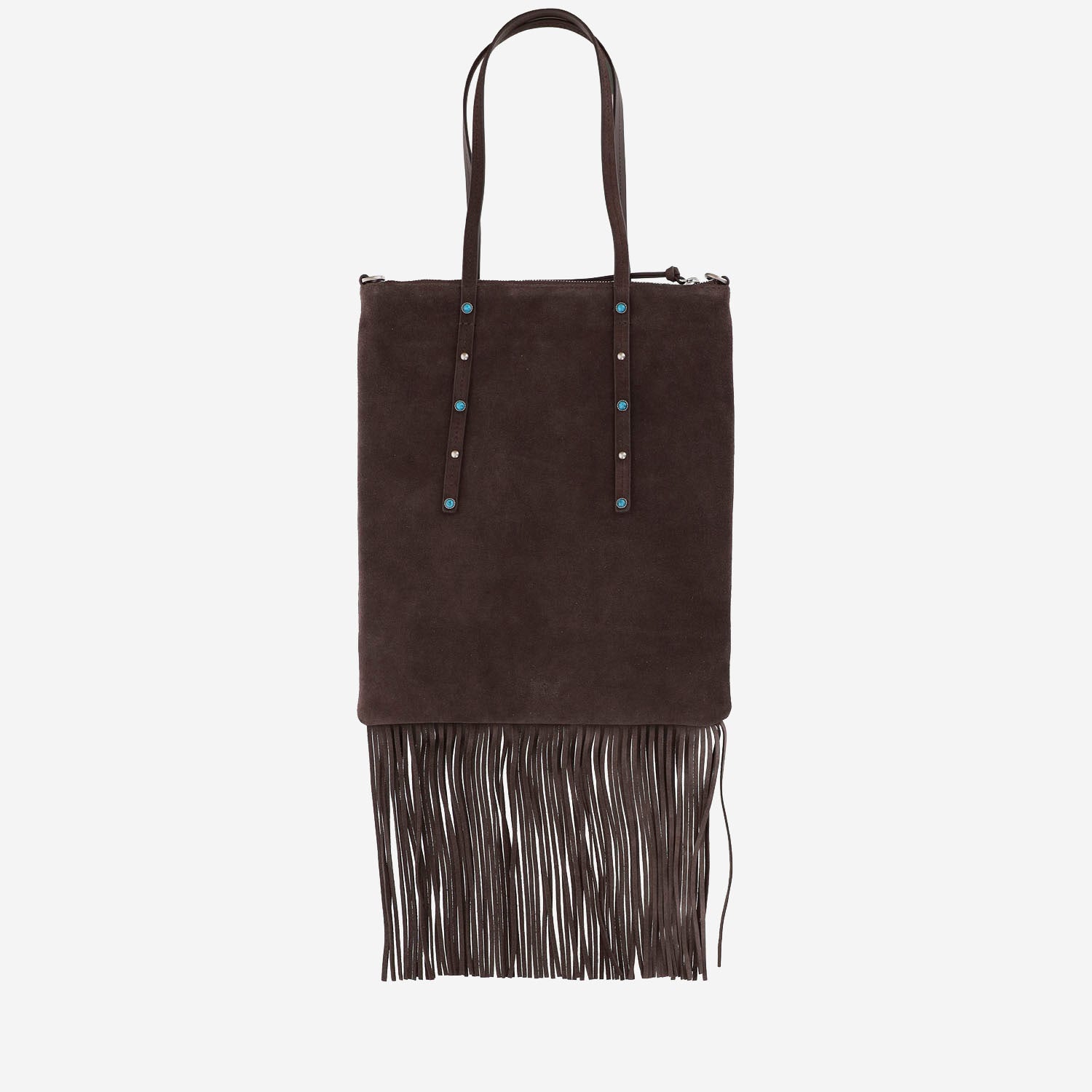 Pinko Borsa Shopping in suede con frange, view 2