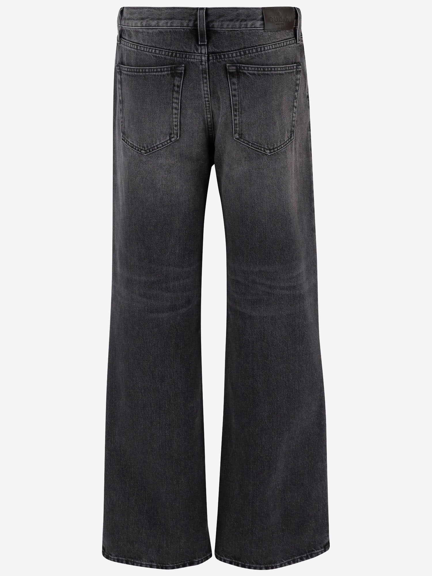 Gucci Jeans in denim di cotone con dettaglio morsetto, view 2
