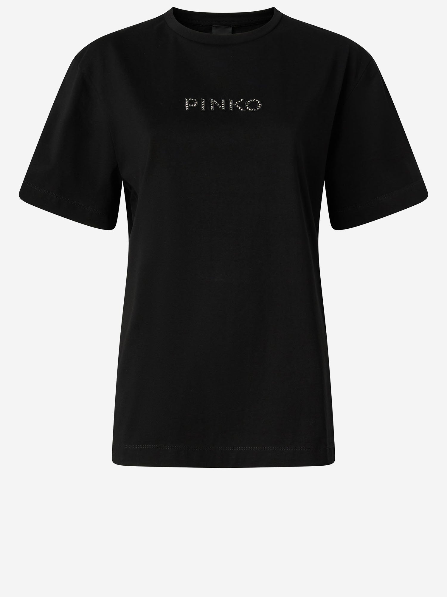 Pinko T-SHIRT MORE STRASS LESS STRESS IN COTONE