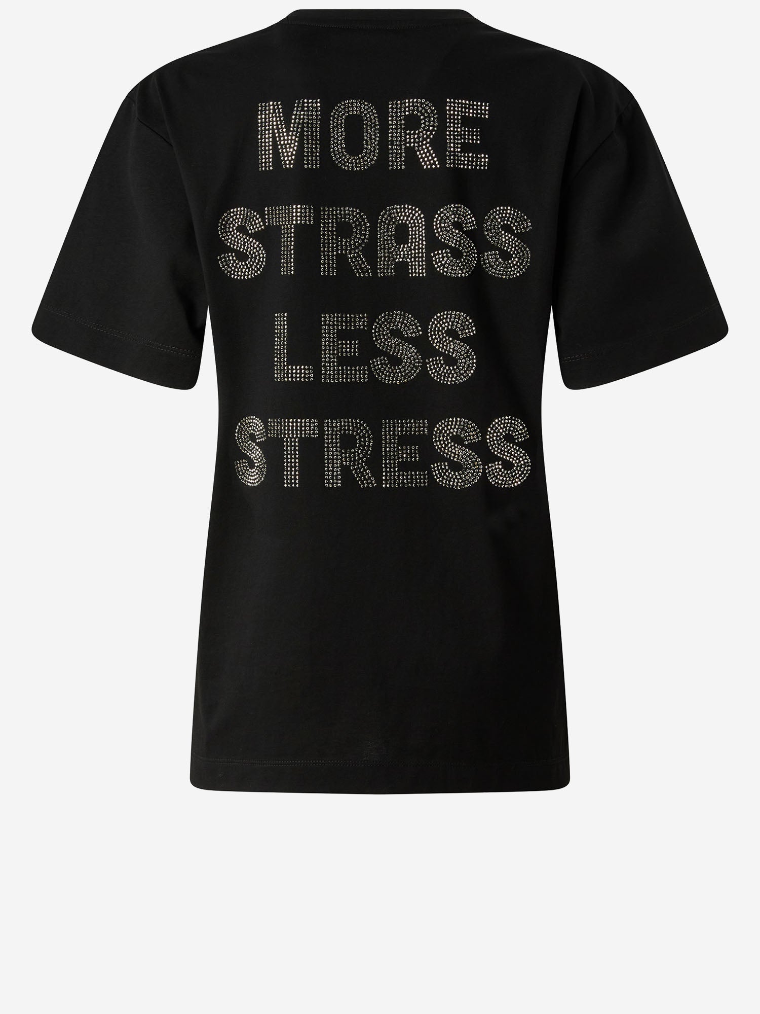Pinko T-SHIRT MORE STRASS LESS STRESS IN COTONE, view 2