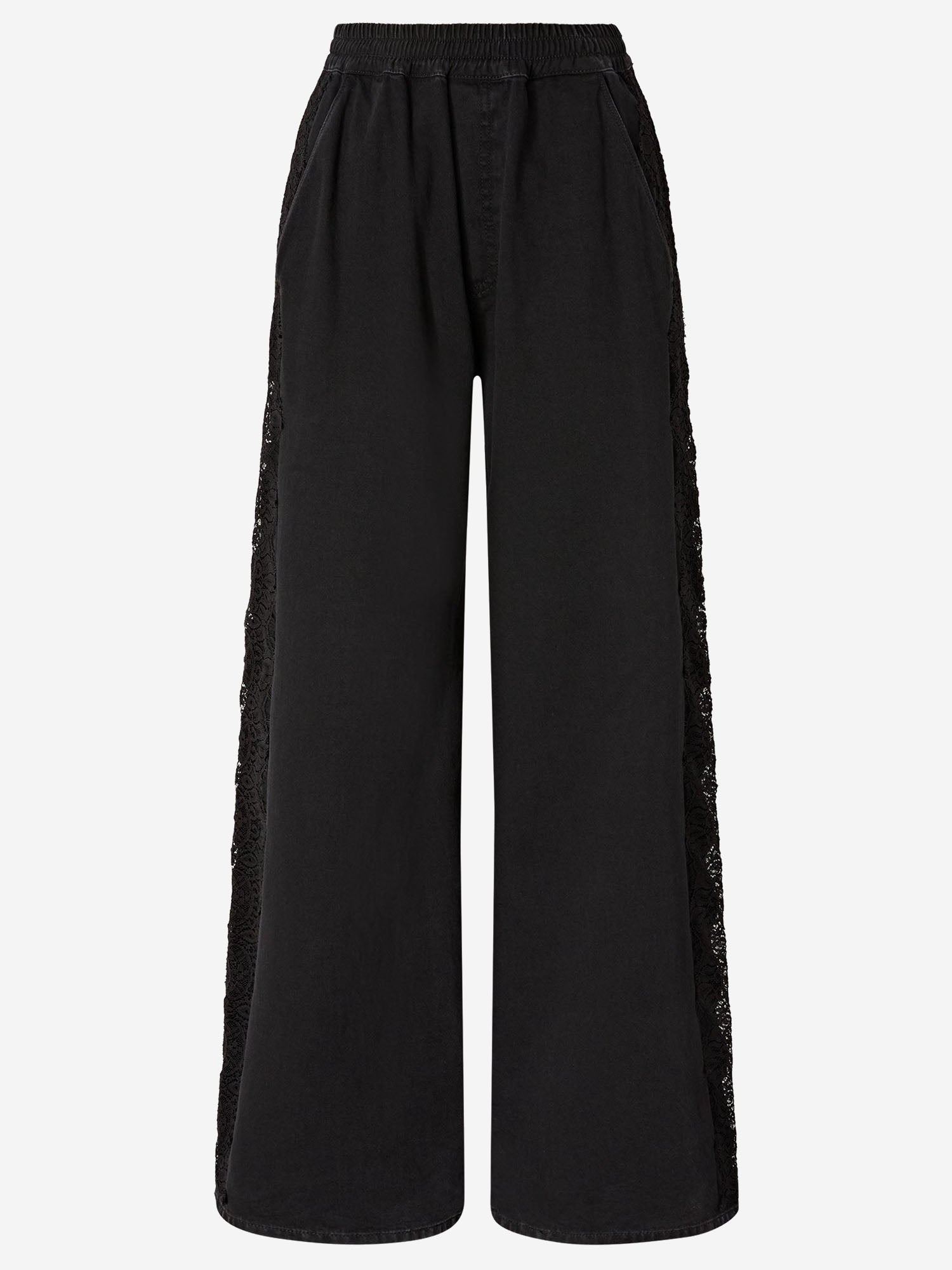 Pinko PANTALONI IN DENIM CON BANDA LATERALE IN PIZZO