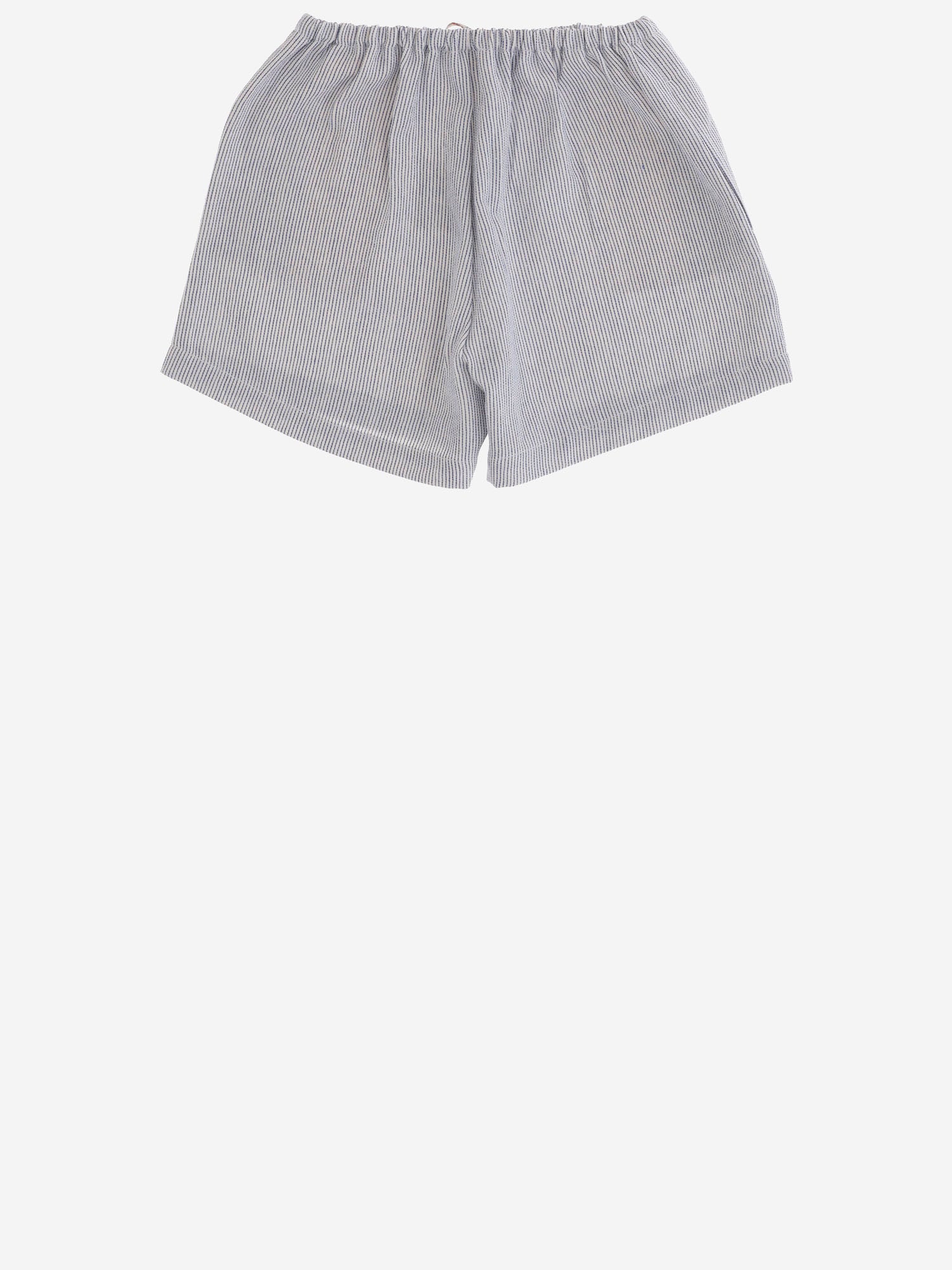 BABE & TESS KIDS PANTALONI CORTI IN MISTO COTONE A RIGHE, view 2