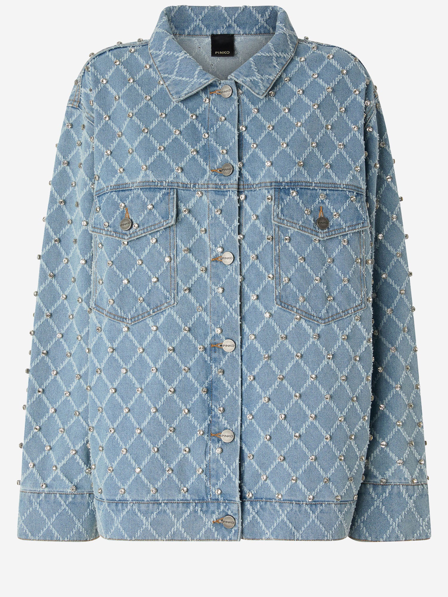 Pinko GIACCA IN DENIM CON DISEGNO ROMBI E STRASS