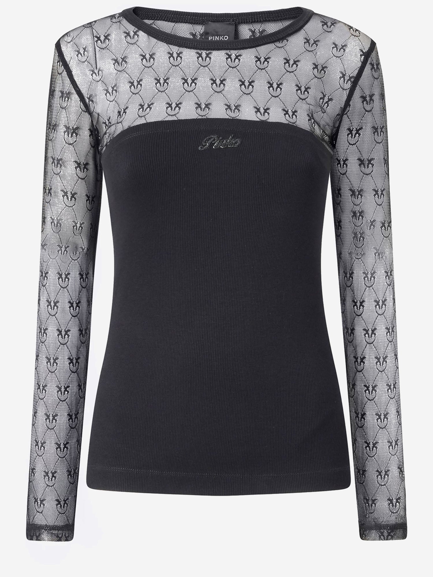 Pinko MAGLIA VIOLINISTA IN JERSEY CON PIZZO LOGO LOVE BIRDS