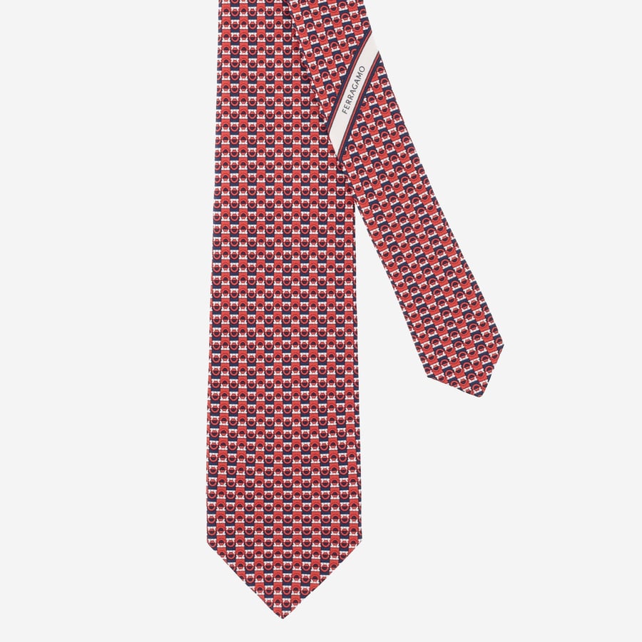 Ferragamo CRAVATTA IN SETA CON MOTIVO GEOMETRICO