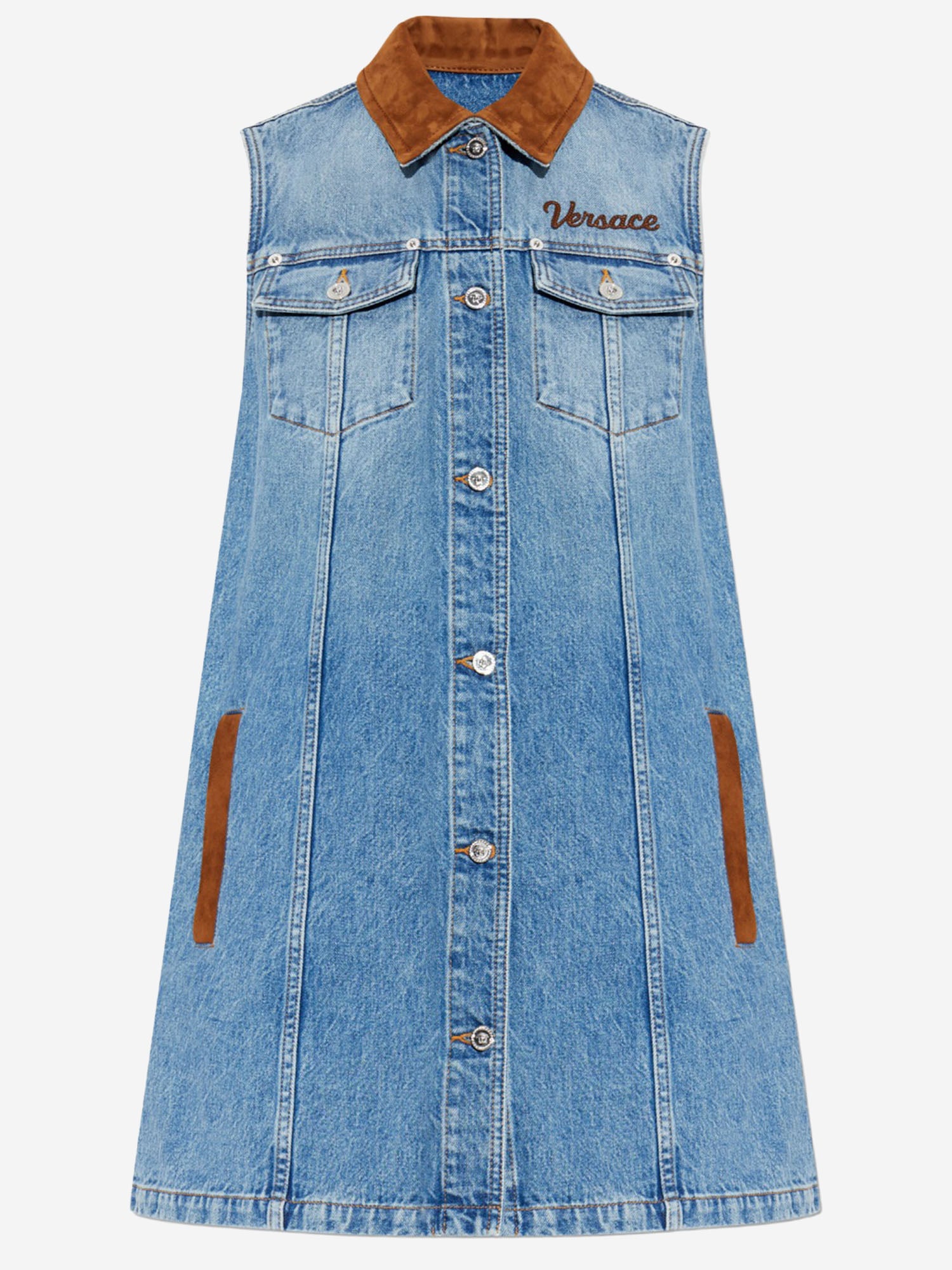Versace ABITO IN DENIM DI COTONE CON LOGO