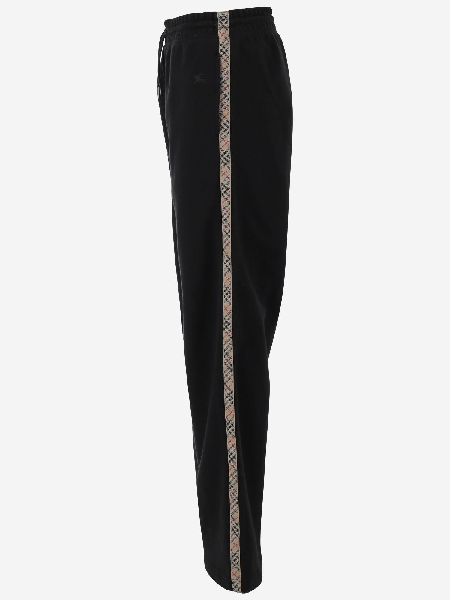 Burberry PANTALONI IN COTONE CON FINITURE CHECK, view 2