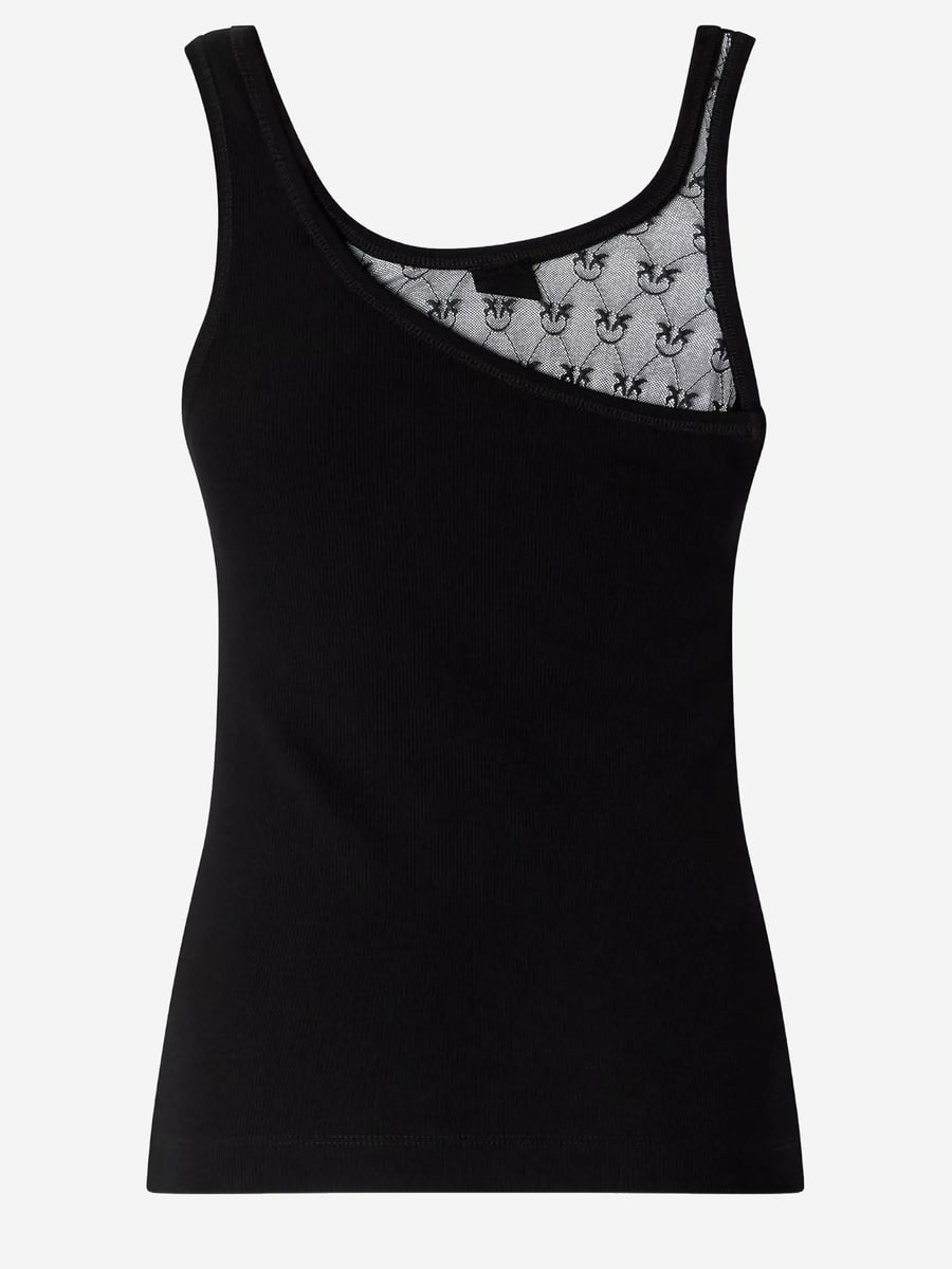 Pinko TOP IN COTONE STRETCH CON LOGO, view 2