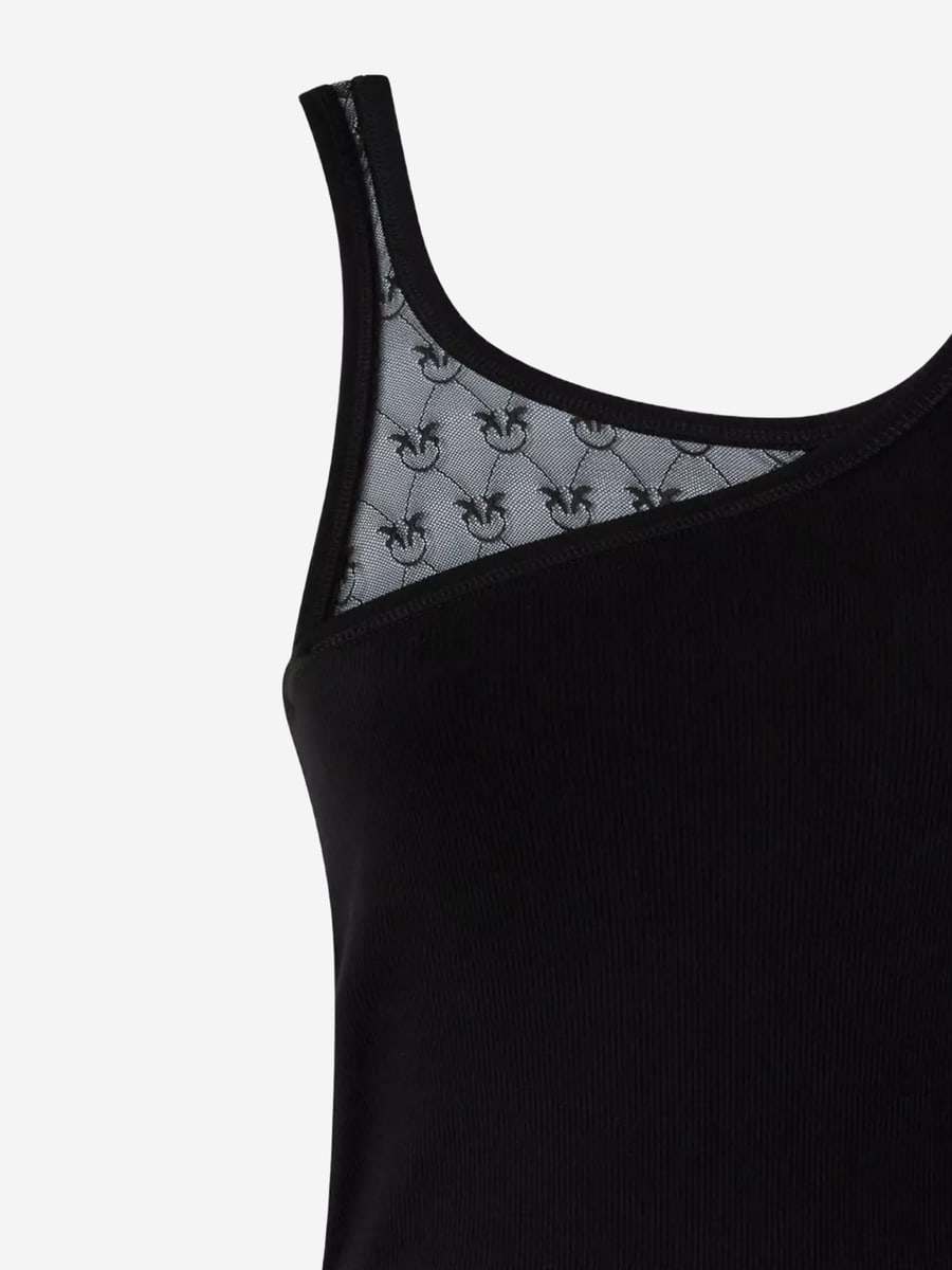 Pinko TOP IN COTONE STRETCH CON LOGO, view 3