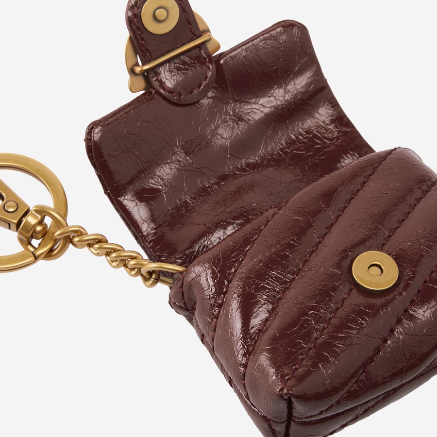 Pinko CUSTODIA AIRPODS LOVE BAG PUFF IN PELLE LUCIDA, view 3