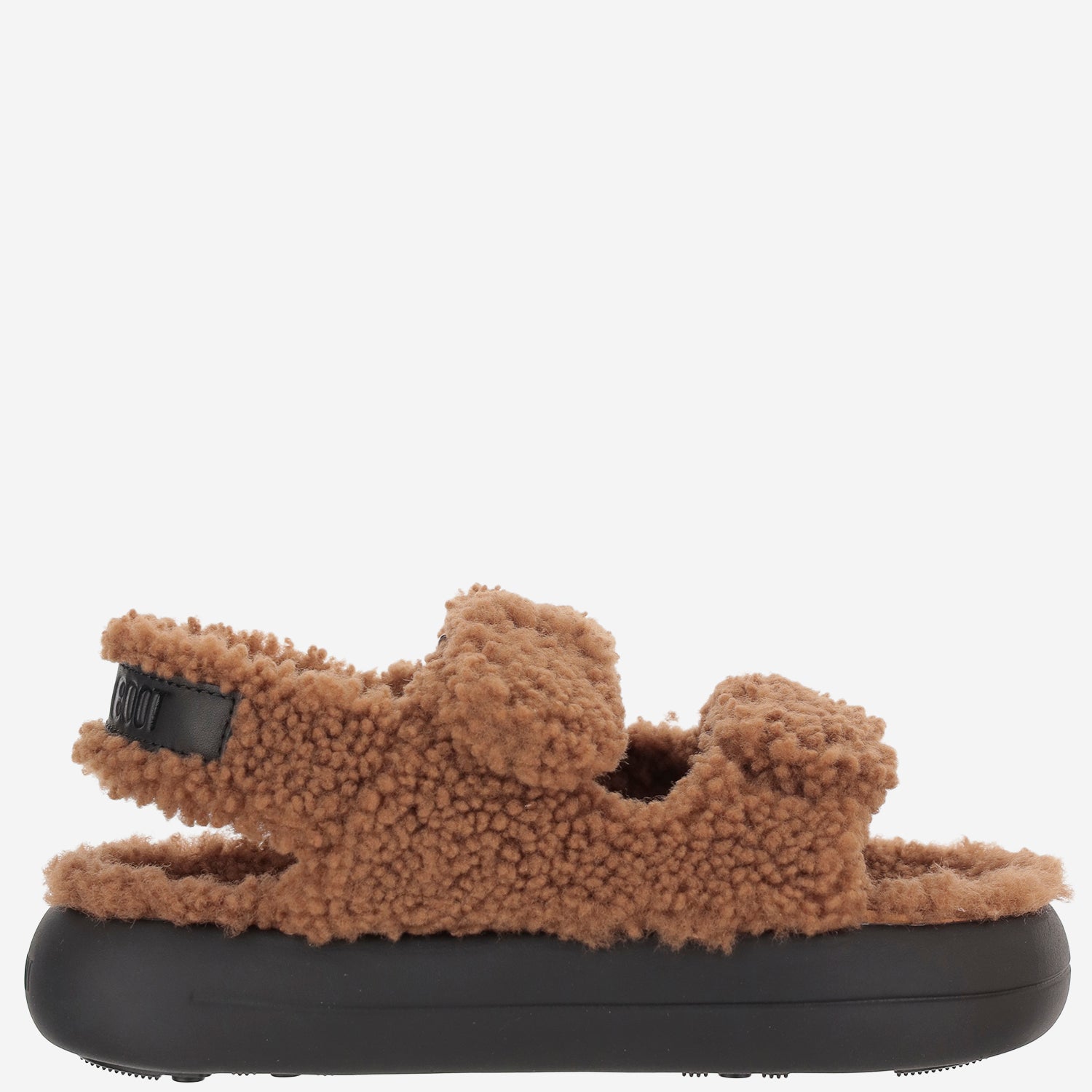 MOON BOOT SANDALI IN SHEARLING CON SUOLA SPESSA