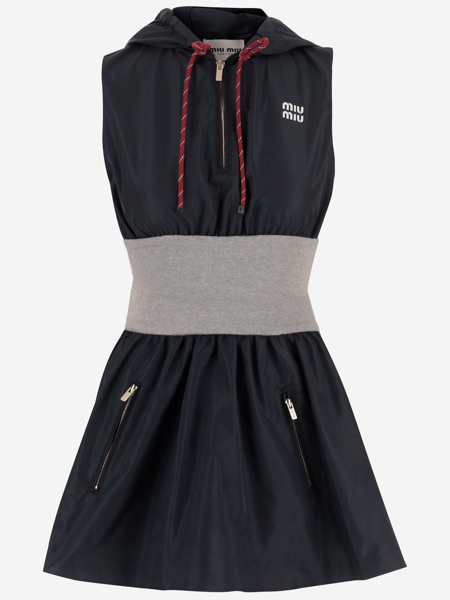 Miu Miu ABITO SENZA MANICHE CON CAPPUCCIO E ZIP